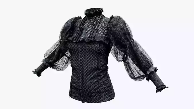 Victorian Gothic Blouse Shirt Vintage Royal