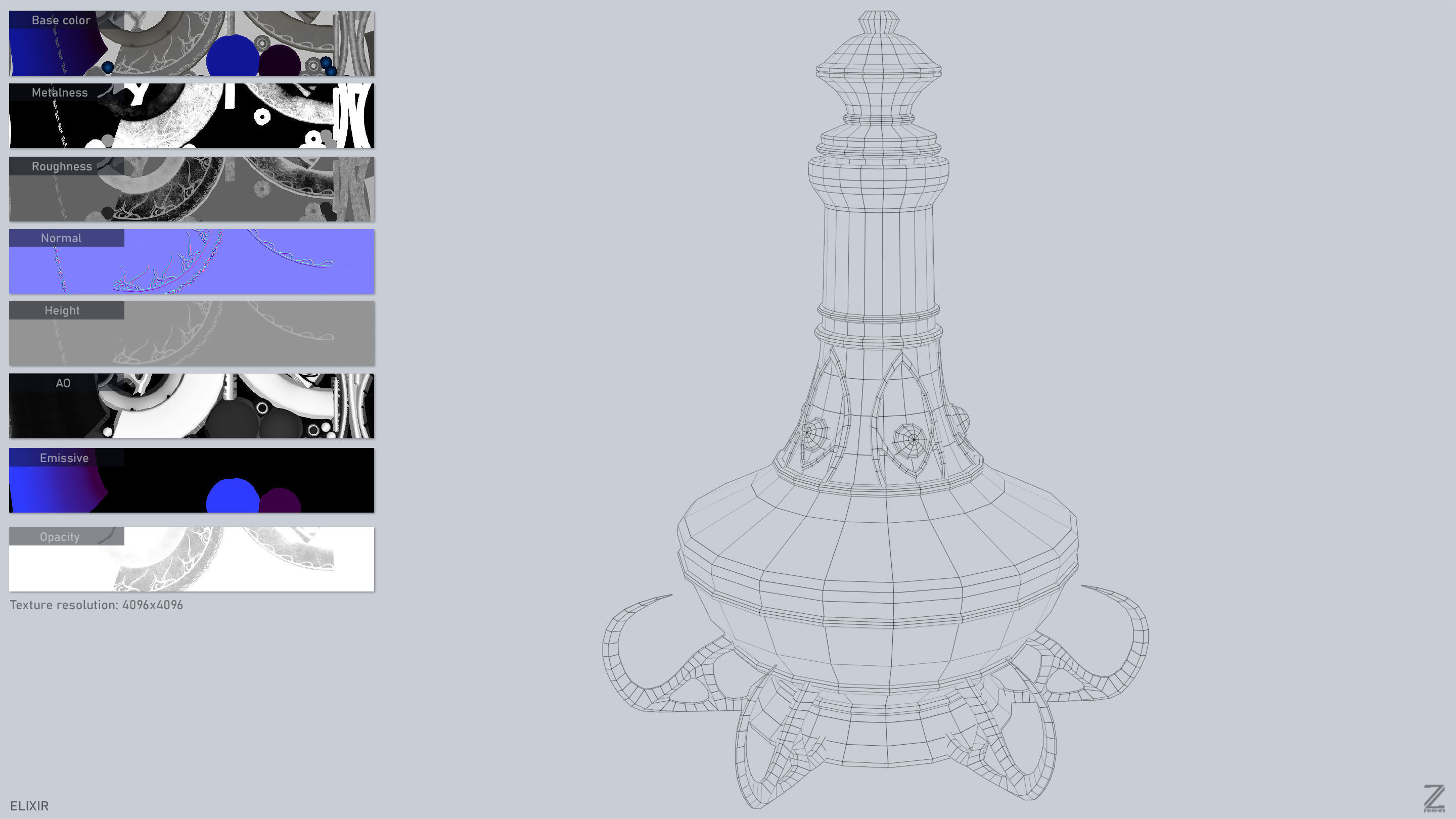Elixir Low-poly 3D model_3