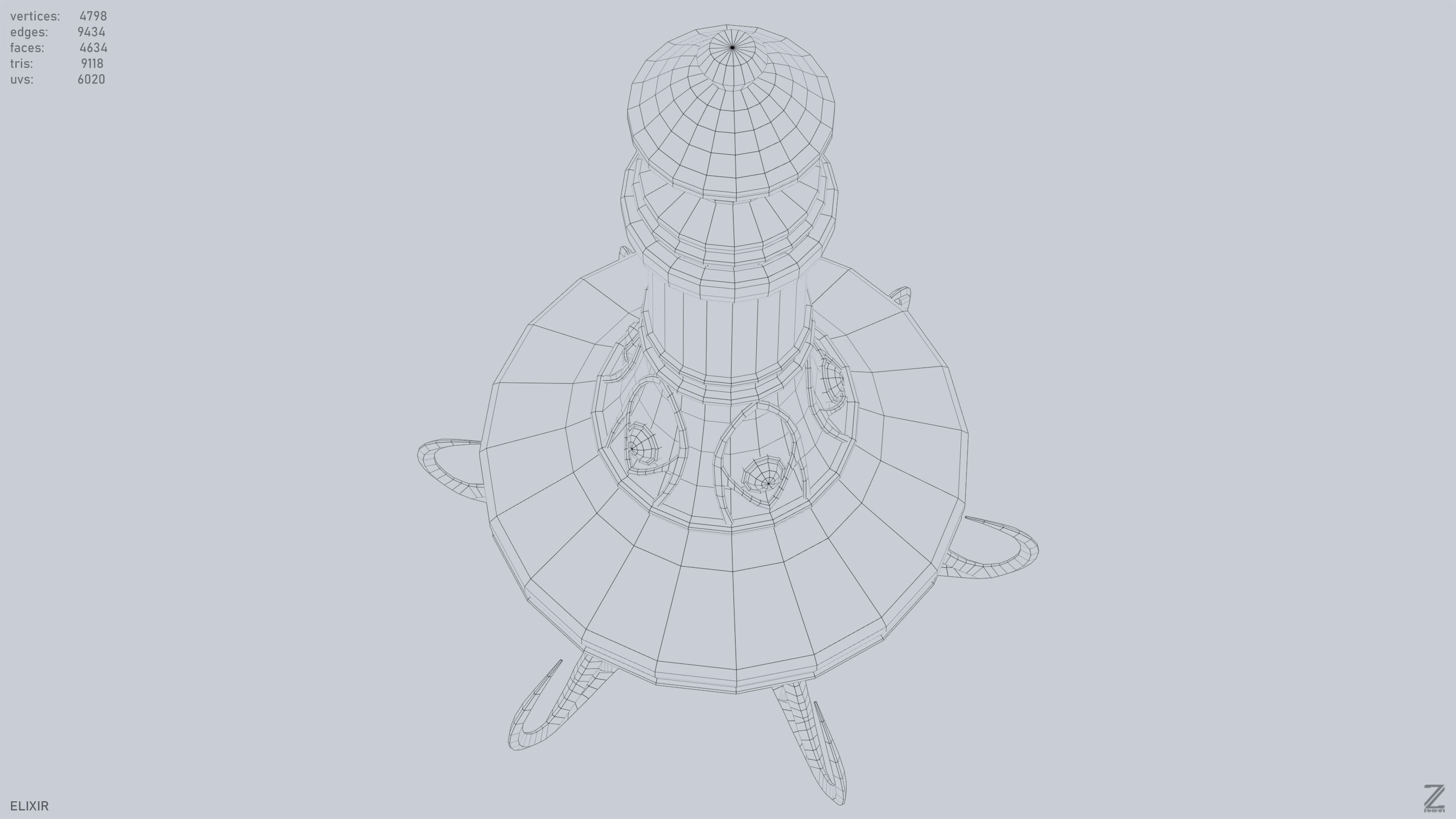 Elixir Low-poly 3D model_12