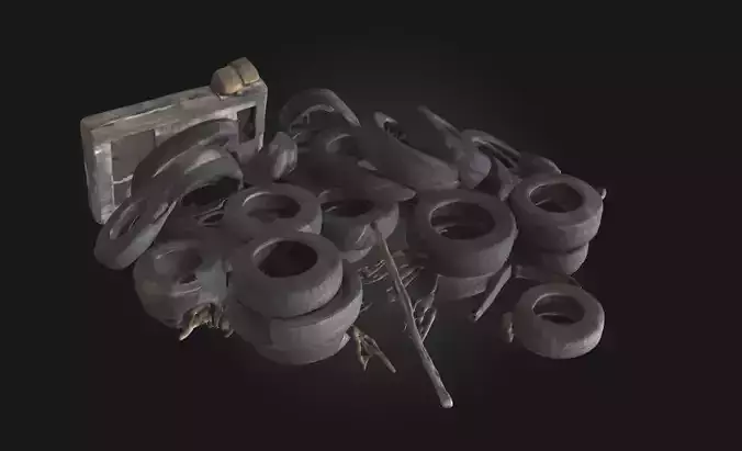 Tire Pile  Gritty Detail for Industrial and Urban Scenes