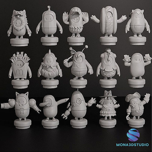 Fall Guys Collection  - 15 Unique Skins -STL Files  3D print model