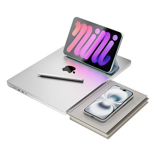 Set of Apple equipment 03 3D model