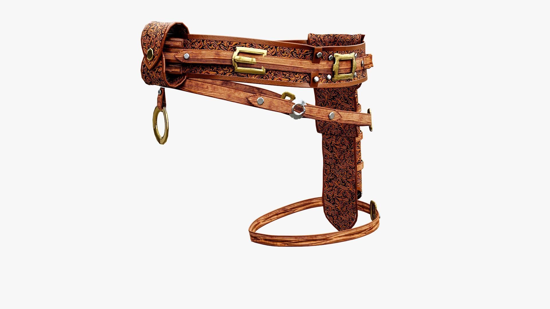 Western Belt Low-poly 3D model_5