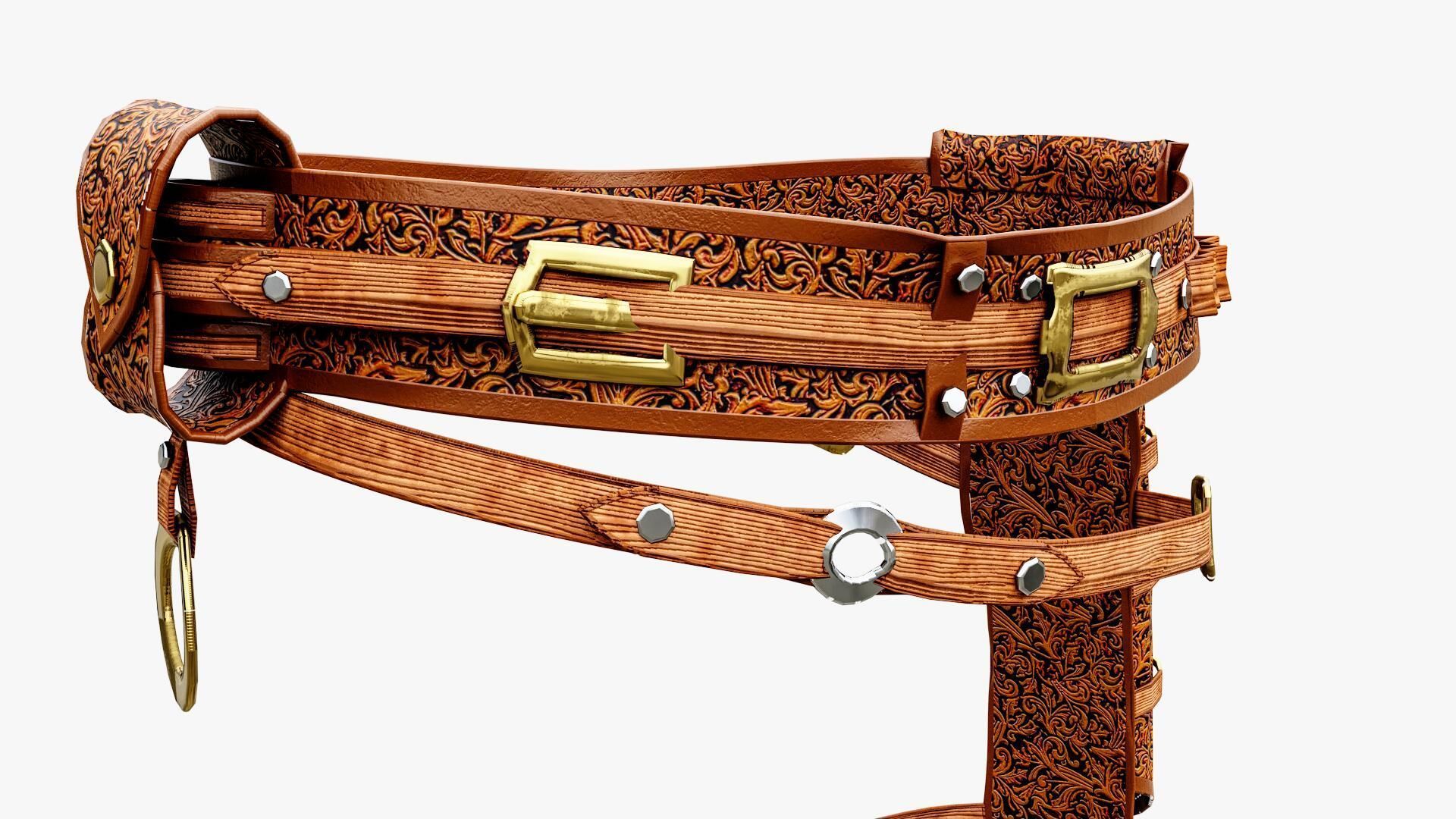 Western Belt Low-poly 3D model_9