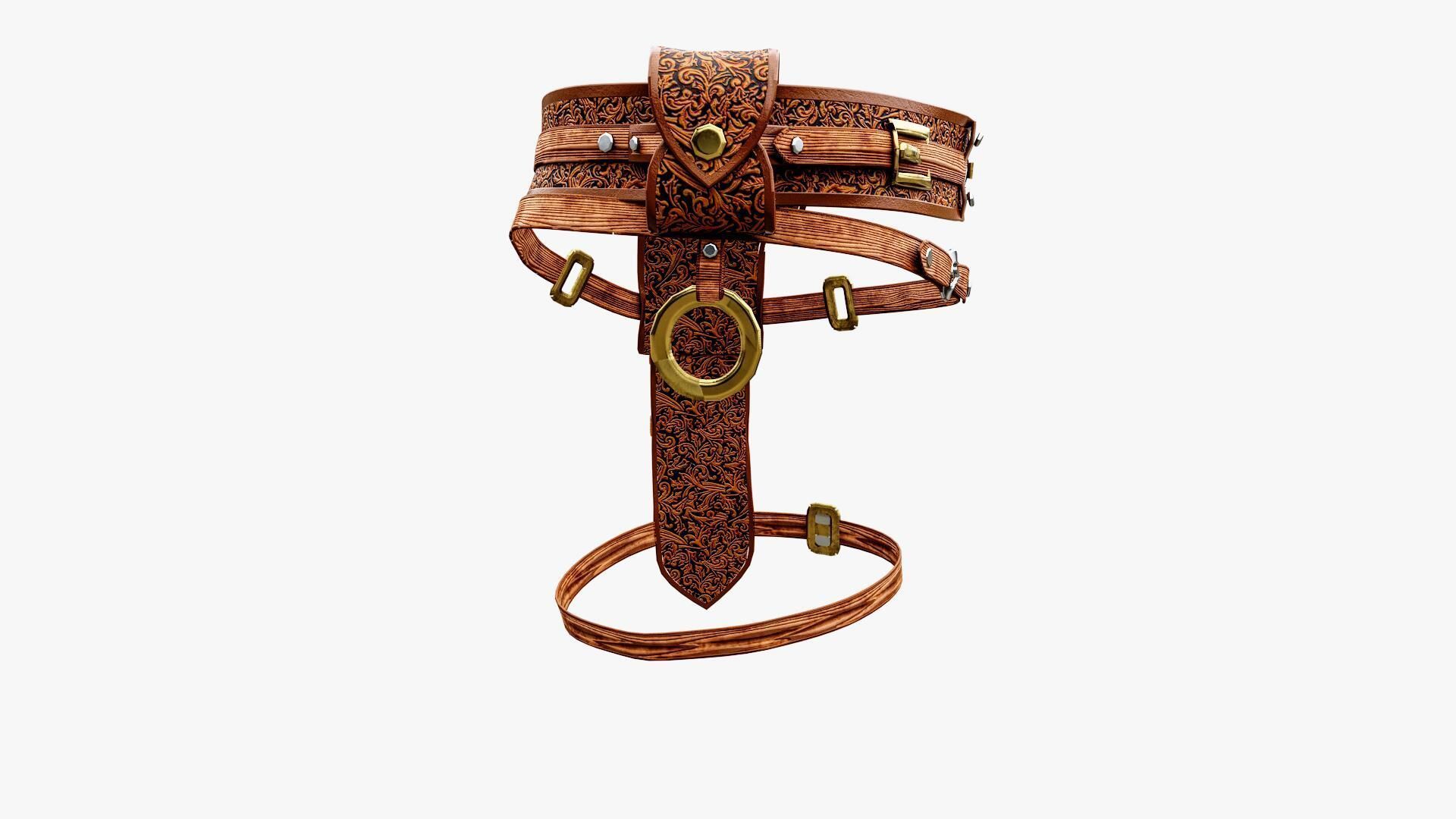 Western Belt Low-poly 3D model_4