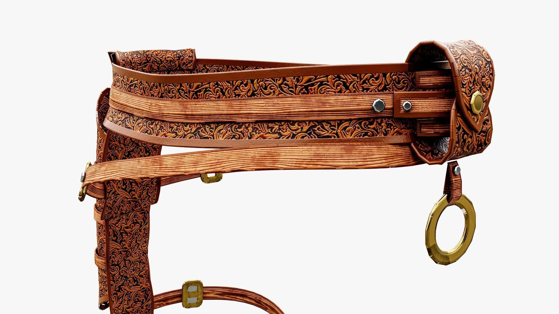 Western Belt Low-poly 3D model_10