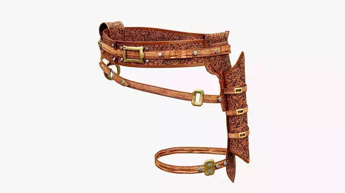 Western Belt Low-poly 3D model Western Belt Low-poly 3D model