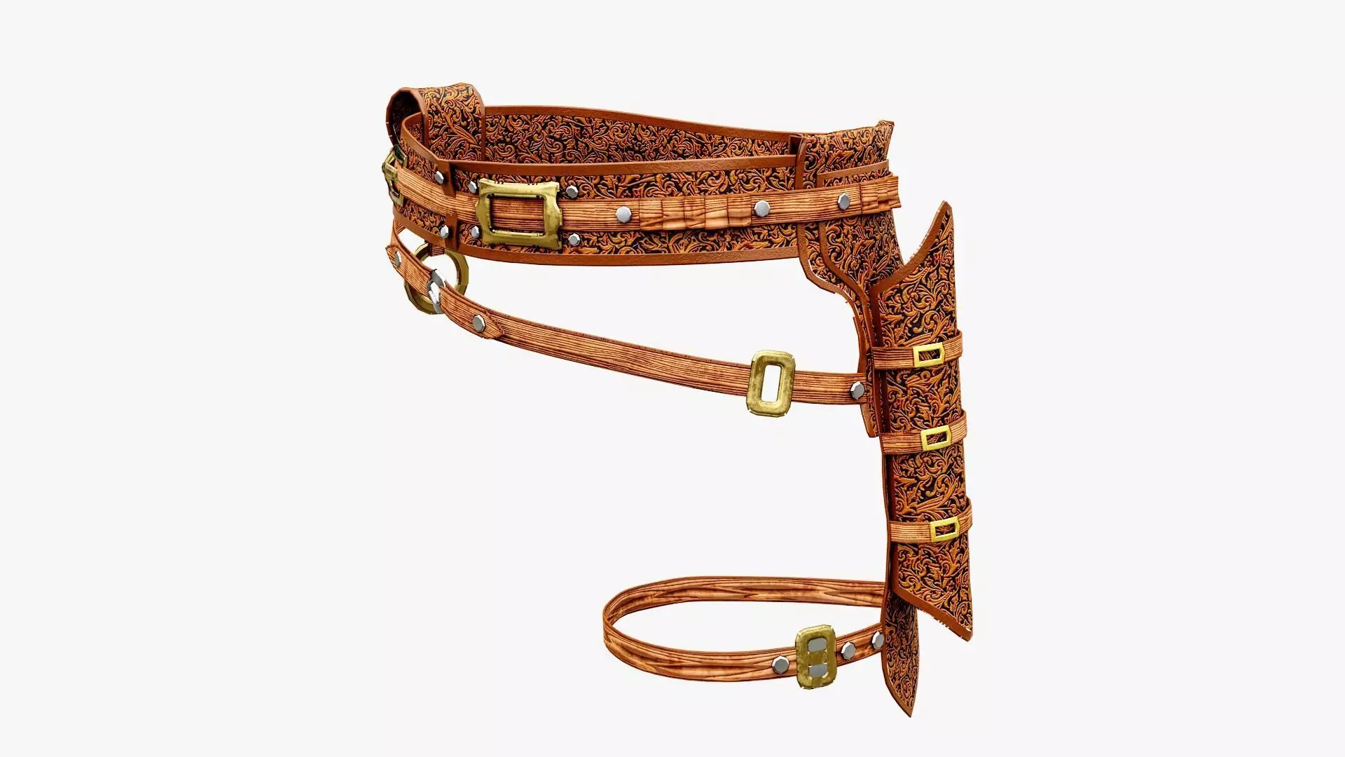 Western Belt Low-poly 3D model_0