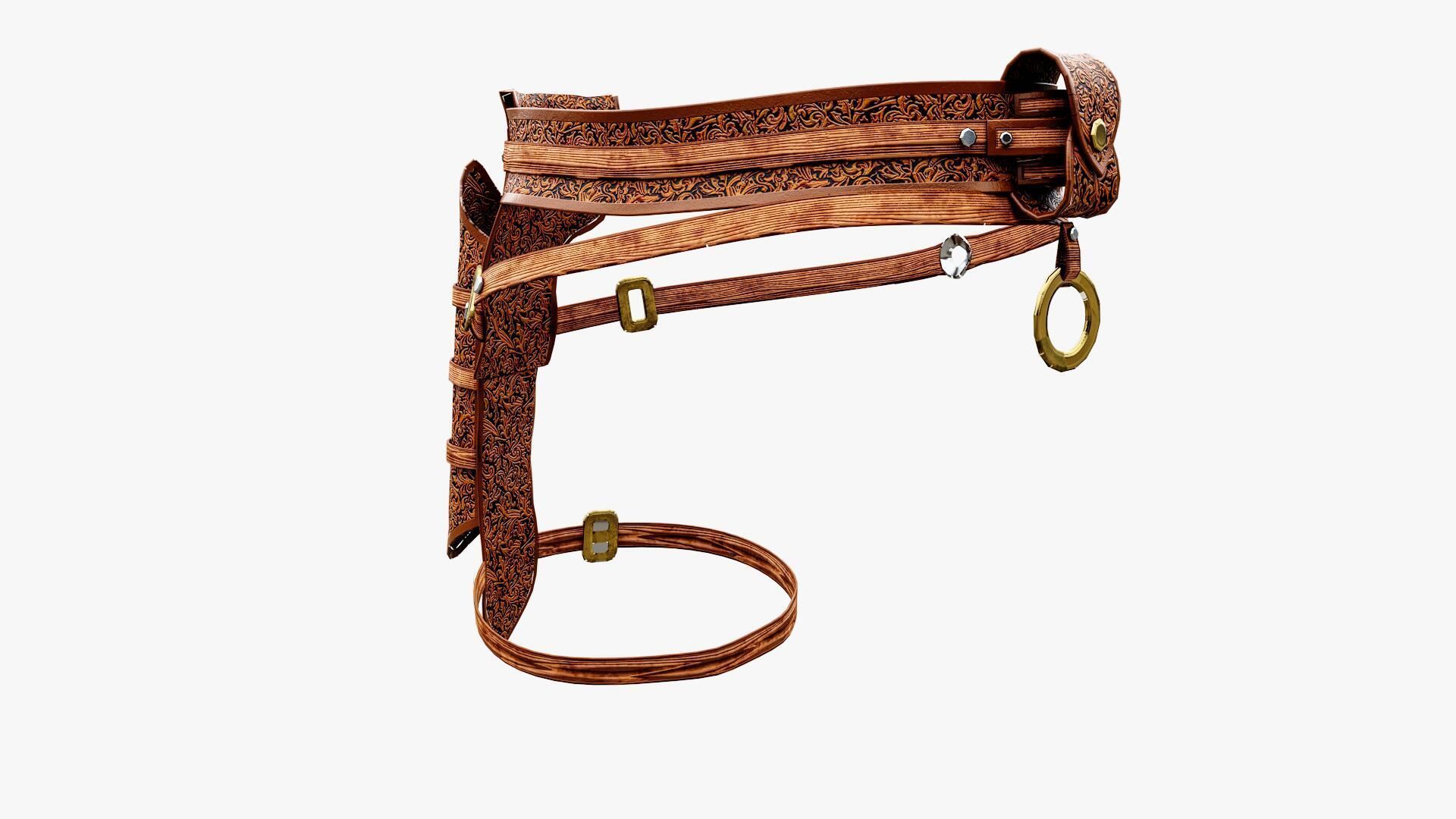 Western Belt Low-poly 3D model_3