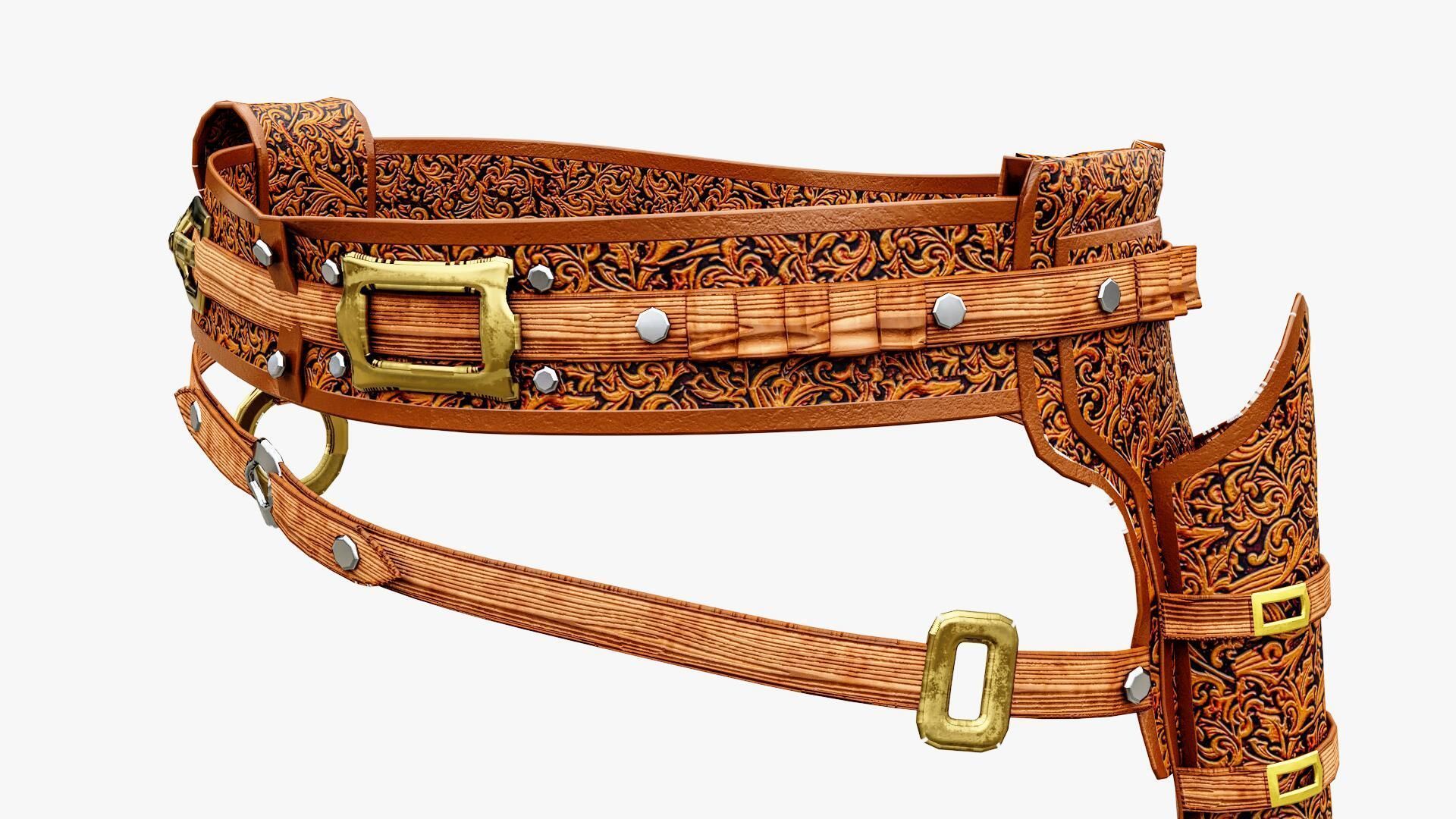 Western Belt Low-poly 3D model_8