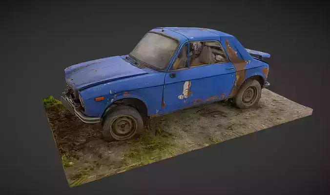 Blue Rusty Relic  Echoes of Industry in Faded Steel 3D model