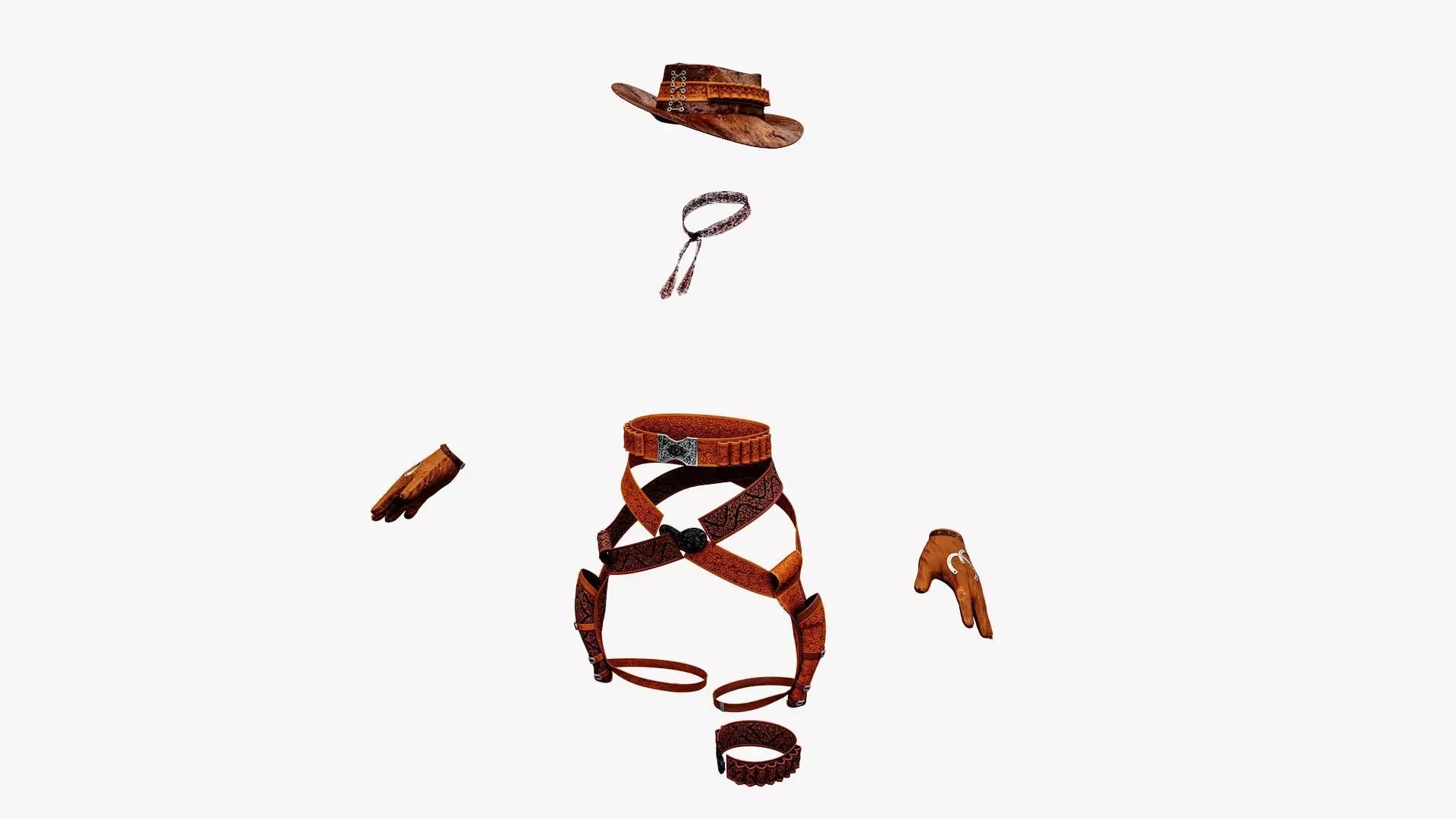 Western Cowboy Accessories Free low-poly 3D model