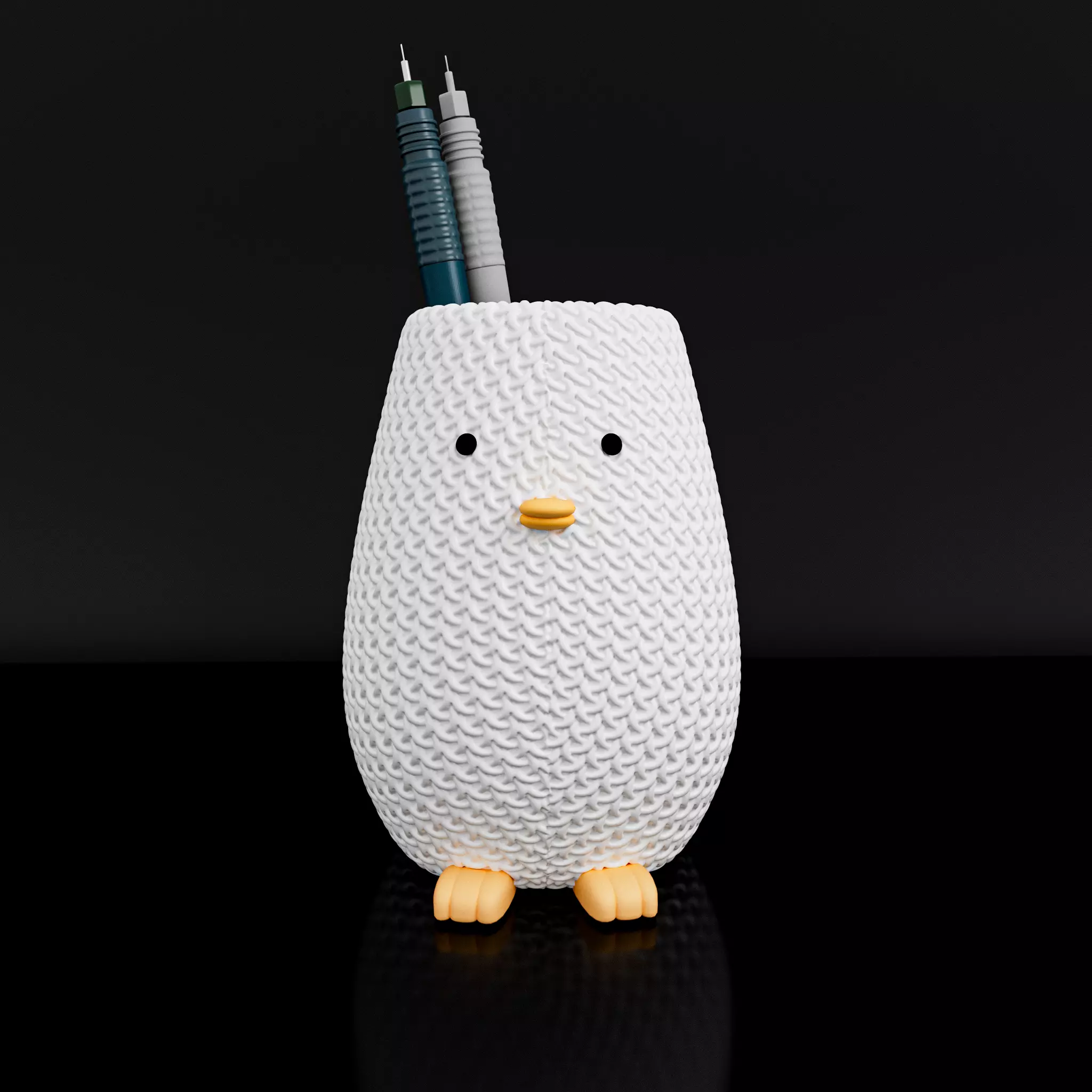 Cute Penguin Knit-Style Pen Holder 3D print model_0