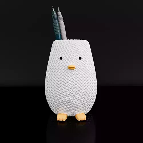 Cute Penguin Knit-Style Pen Holder 3D print model