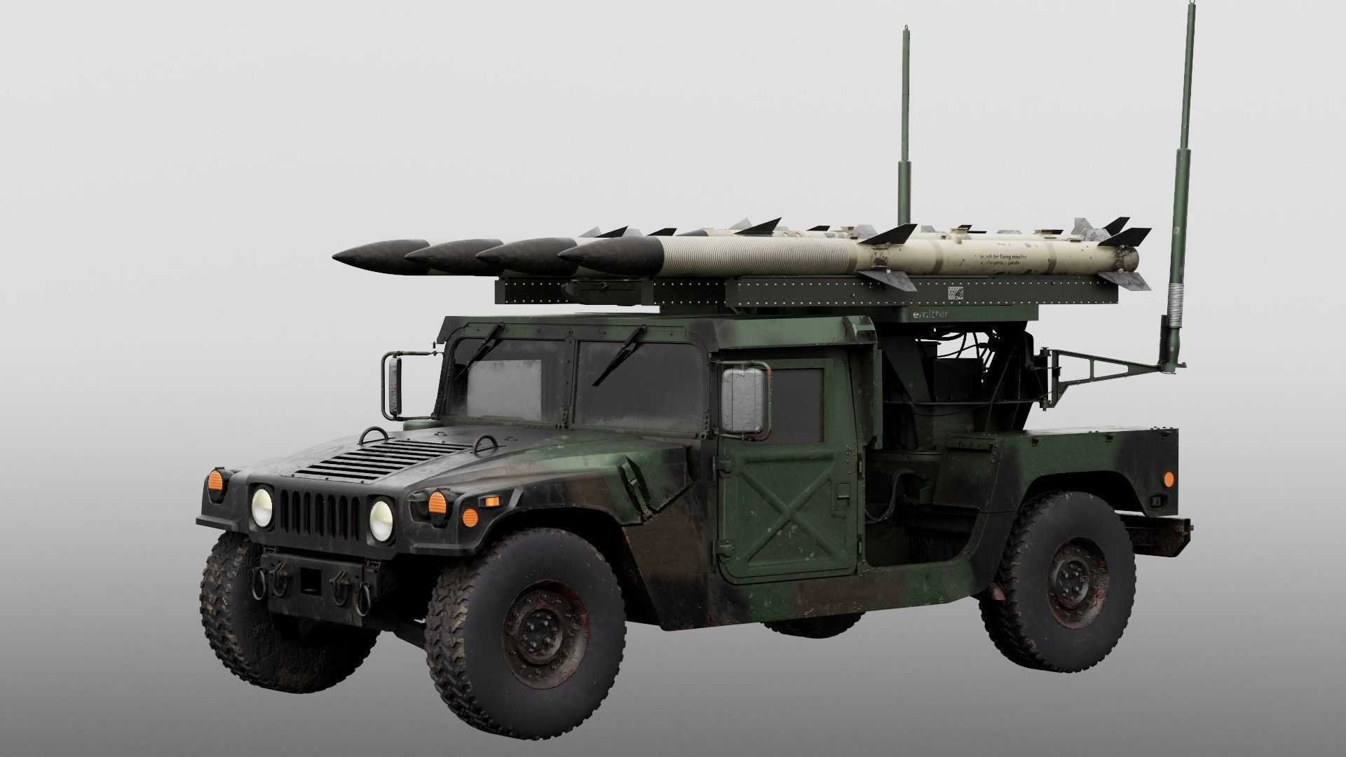 Humvee-Based Air Defense System Low-poly 3D model_1