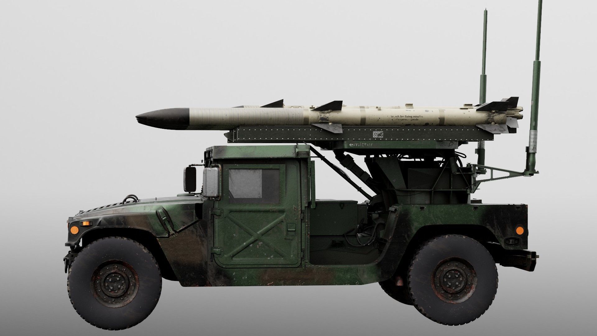 Humvee-Based Air Defense System Low-poly 3D model_3