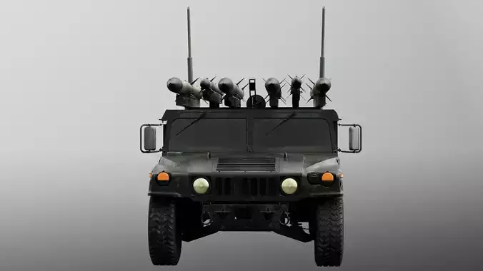 Humvee-Based Air Defense System Low-poly 3D model