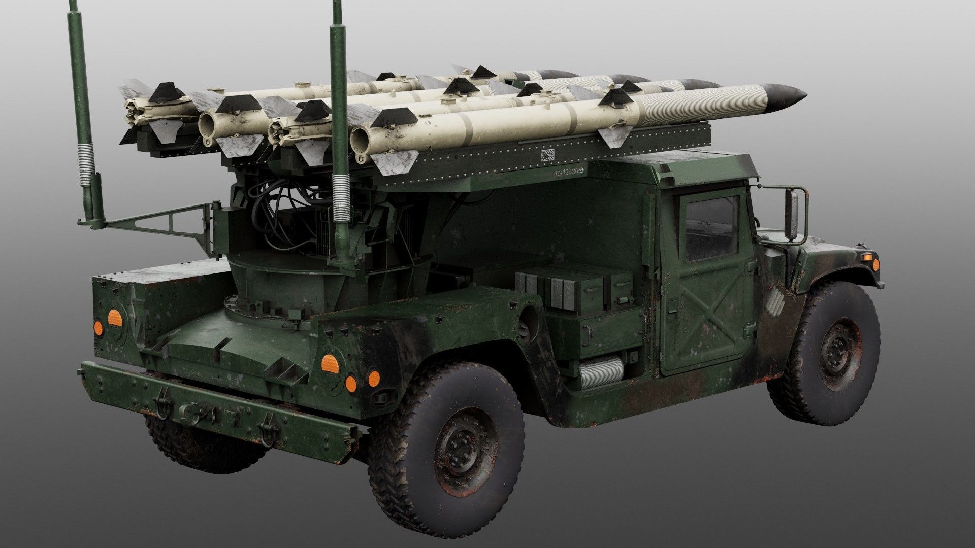 Humvee-Based Air Defense System Low-poly 3D model_7