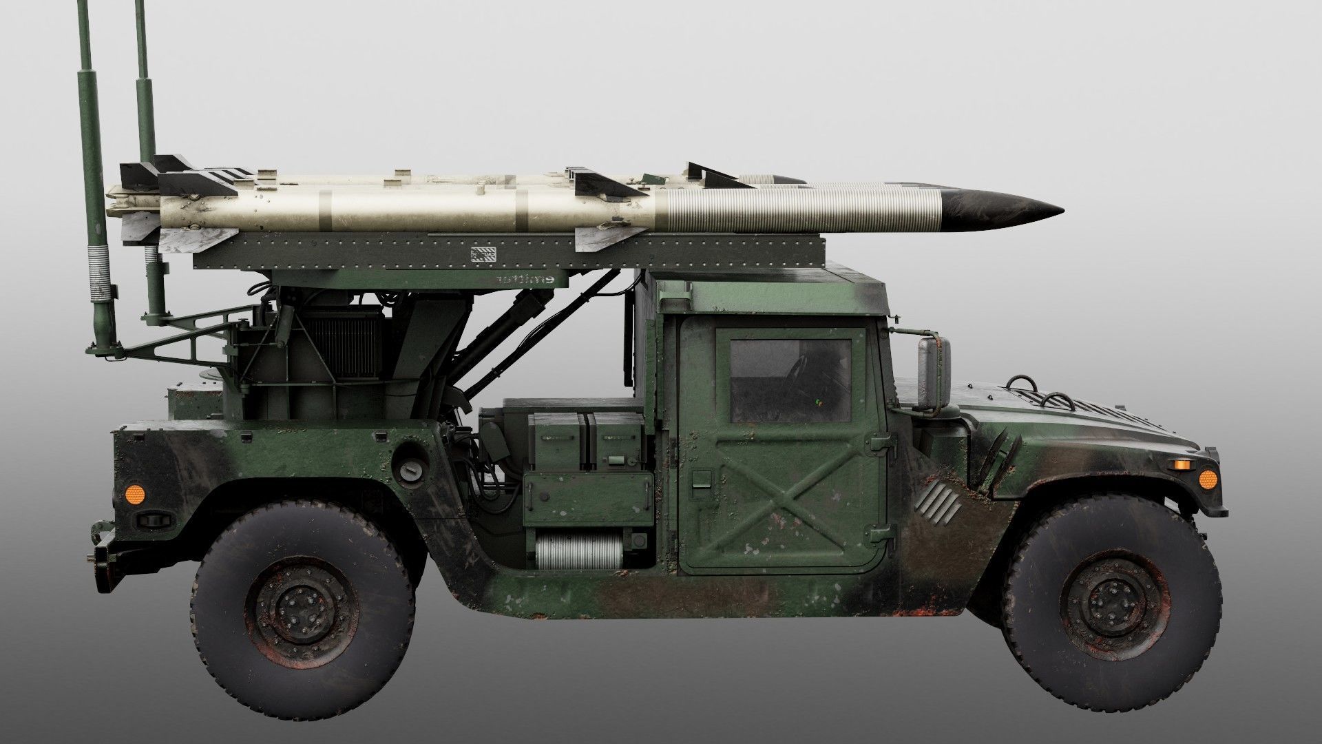 Humvee-Based Air Defense System Low-poly 3D model_8