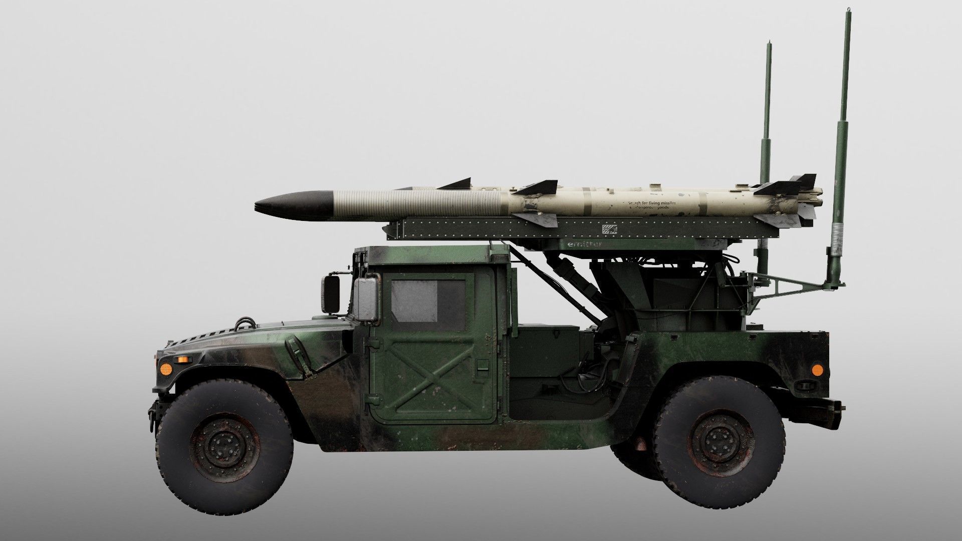 Humvee-Based Air Defense System Low-poly 3D model_4