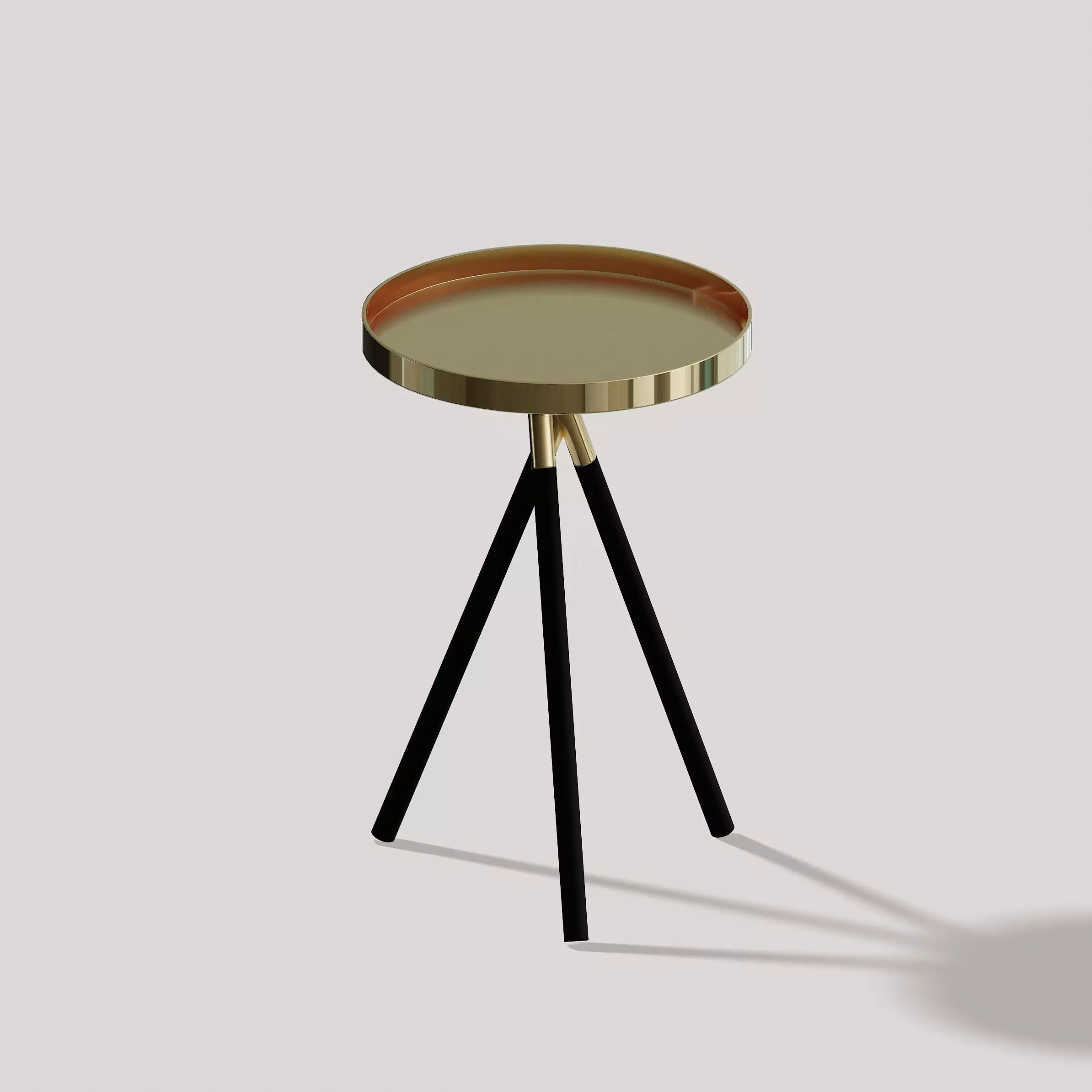 Retro Brass Side Table Low-poly 3D model_0