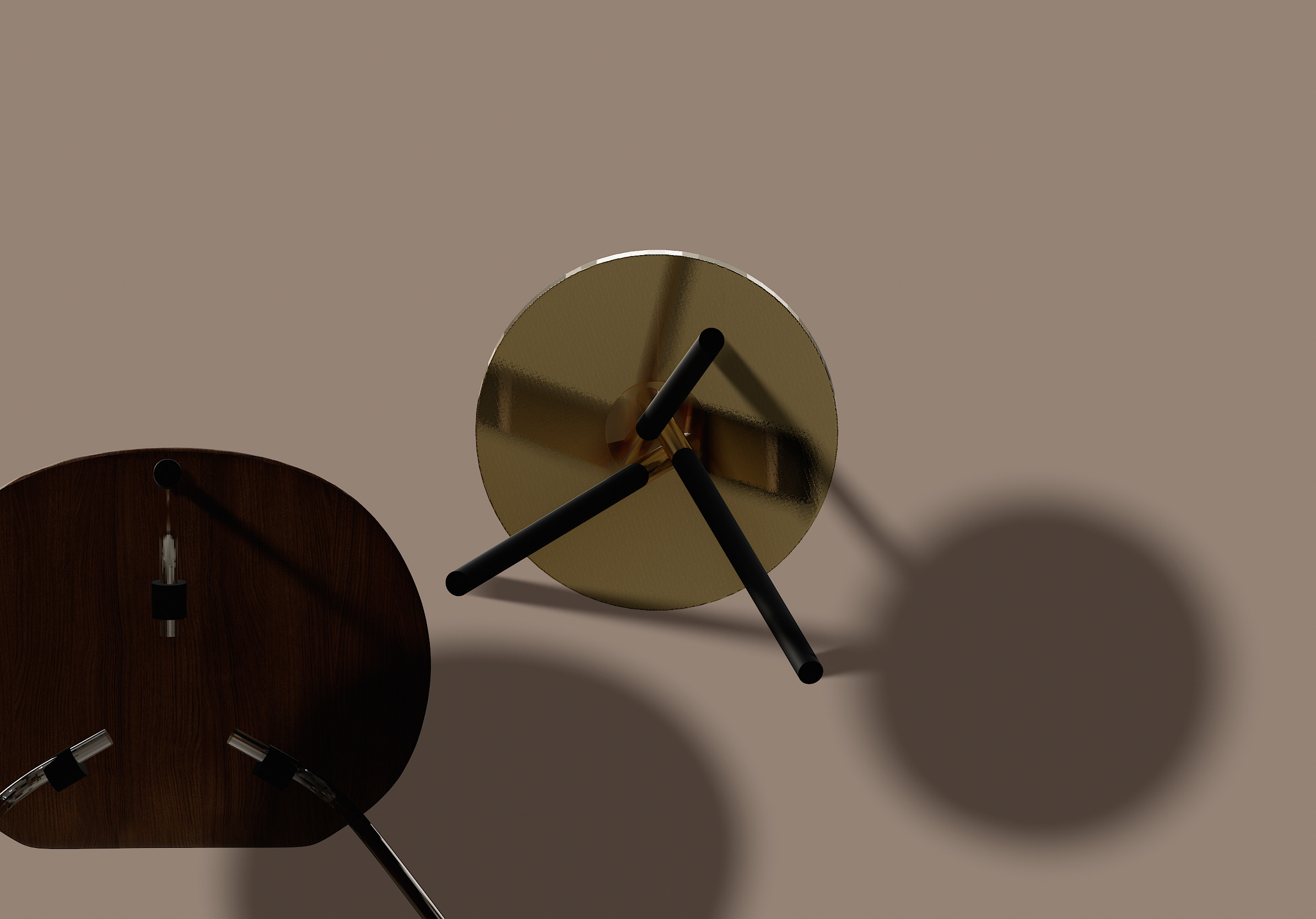 Retro Brass Side Table Low-poly 3D model_1