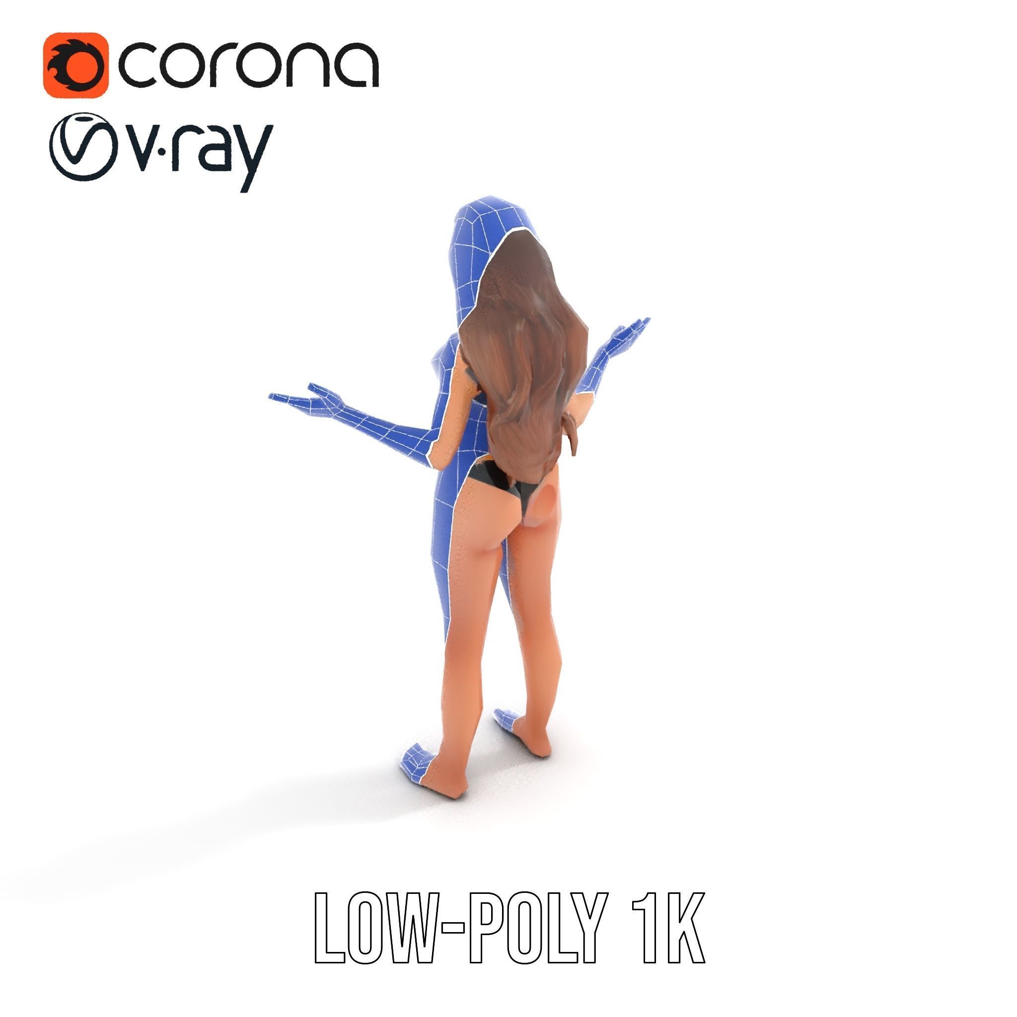 Sophia Beachwear Model Rigged and Animated Low-poly 3D model_10