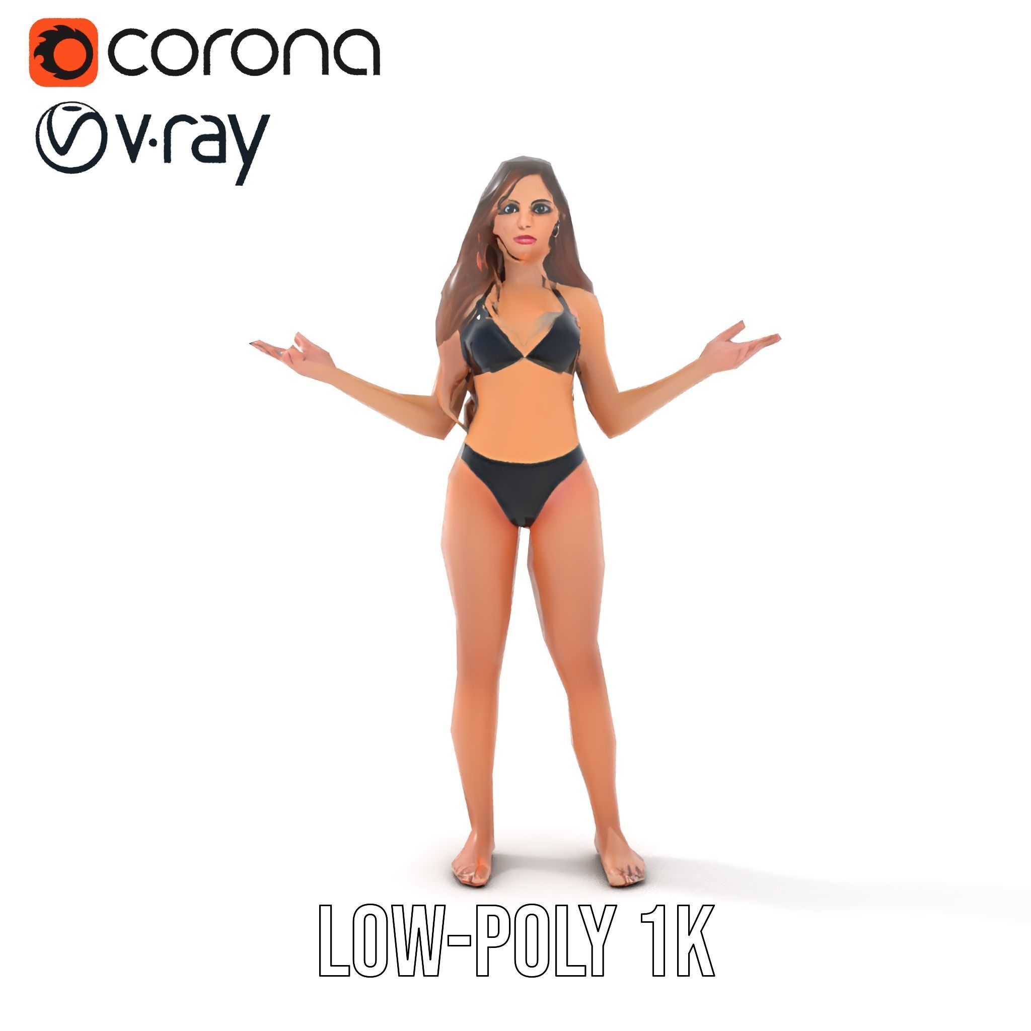 Sophia Beachwear Model Rigged and Animated Low-poly 3D model_31
