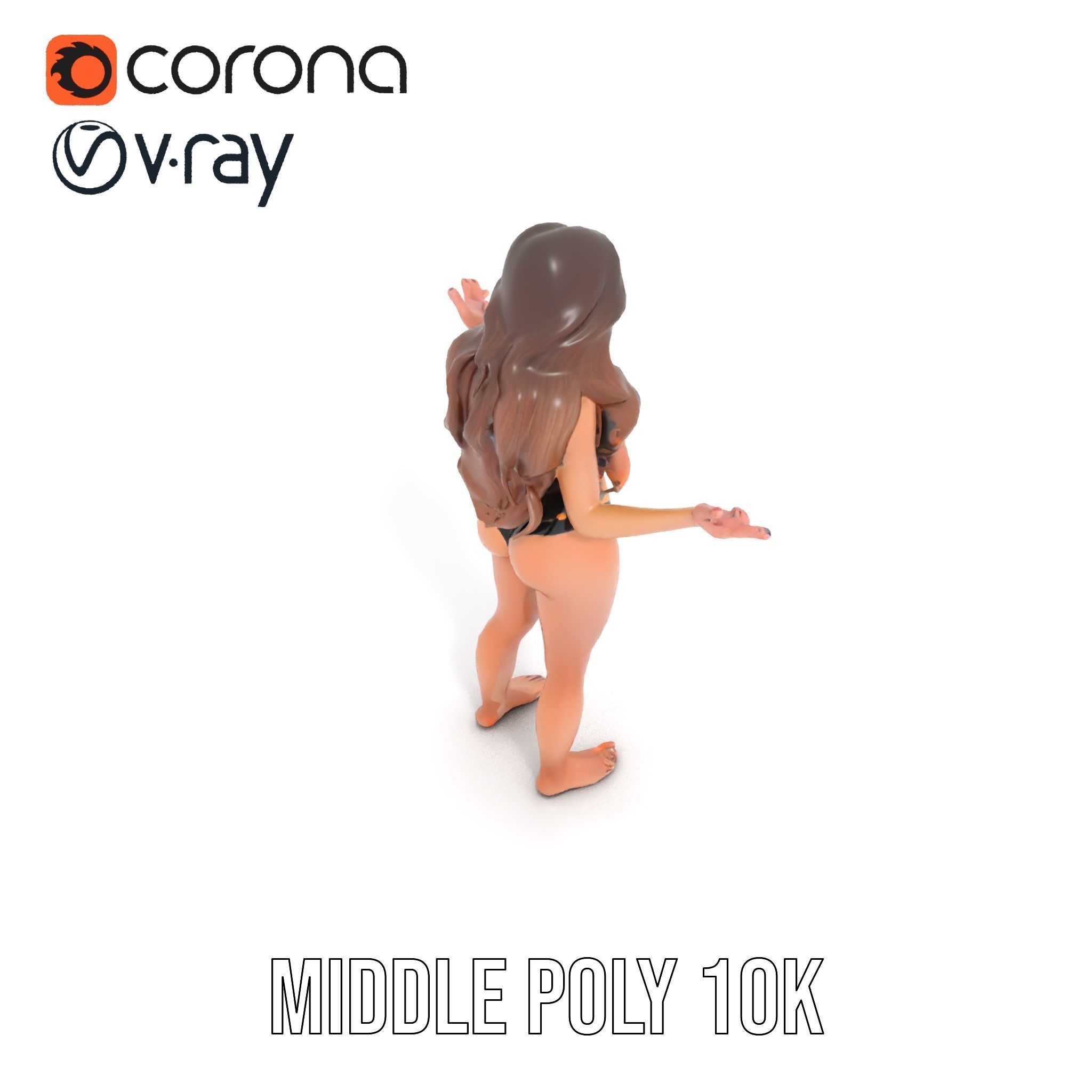 Sophia Beachwear Model Rigged and Animated Low-poly 3D model_24