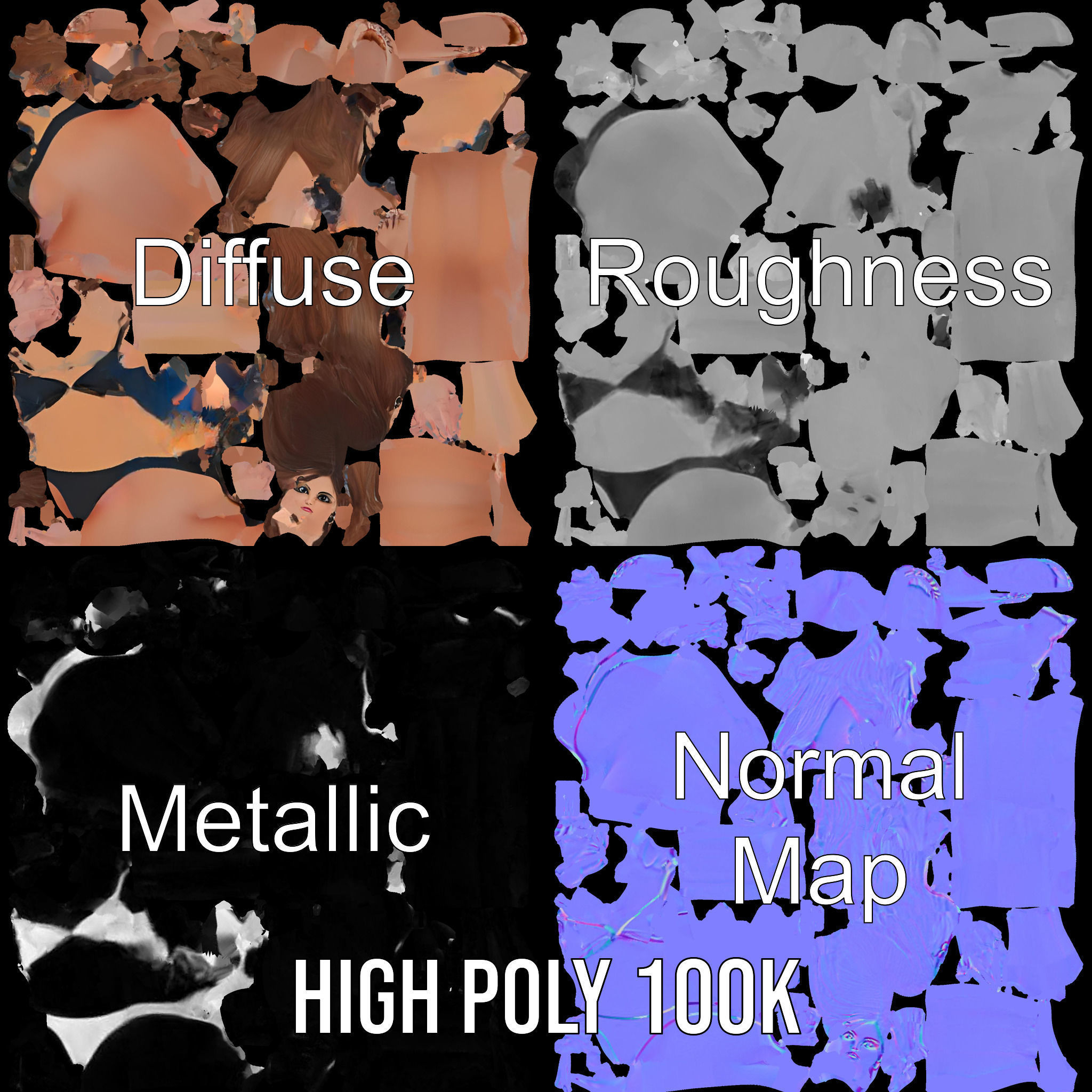 Sophia Beachwear Model Rigged and Animated Low-poly 3D model_3