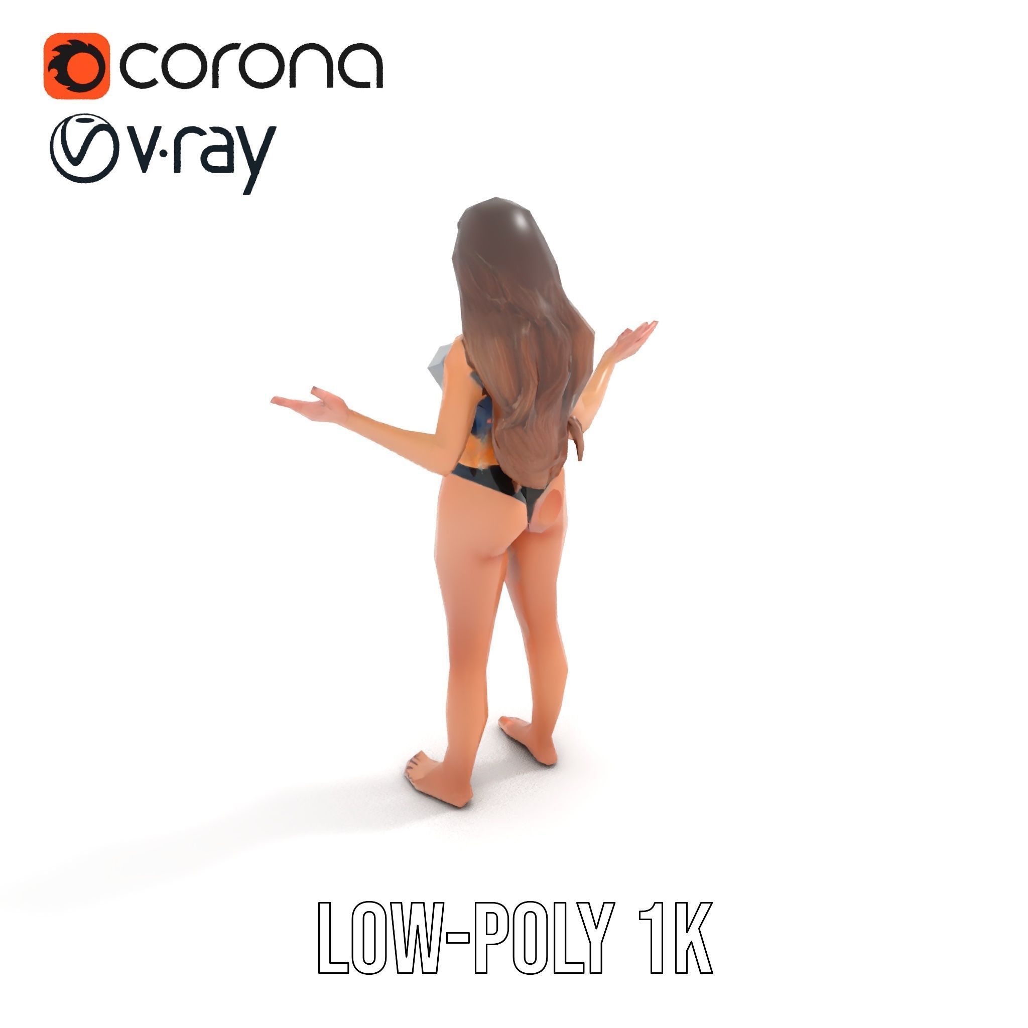 Sophia Beachwear Model Rigged and Animated Low-poly 3D model_7