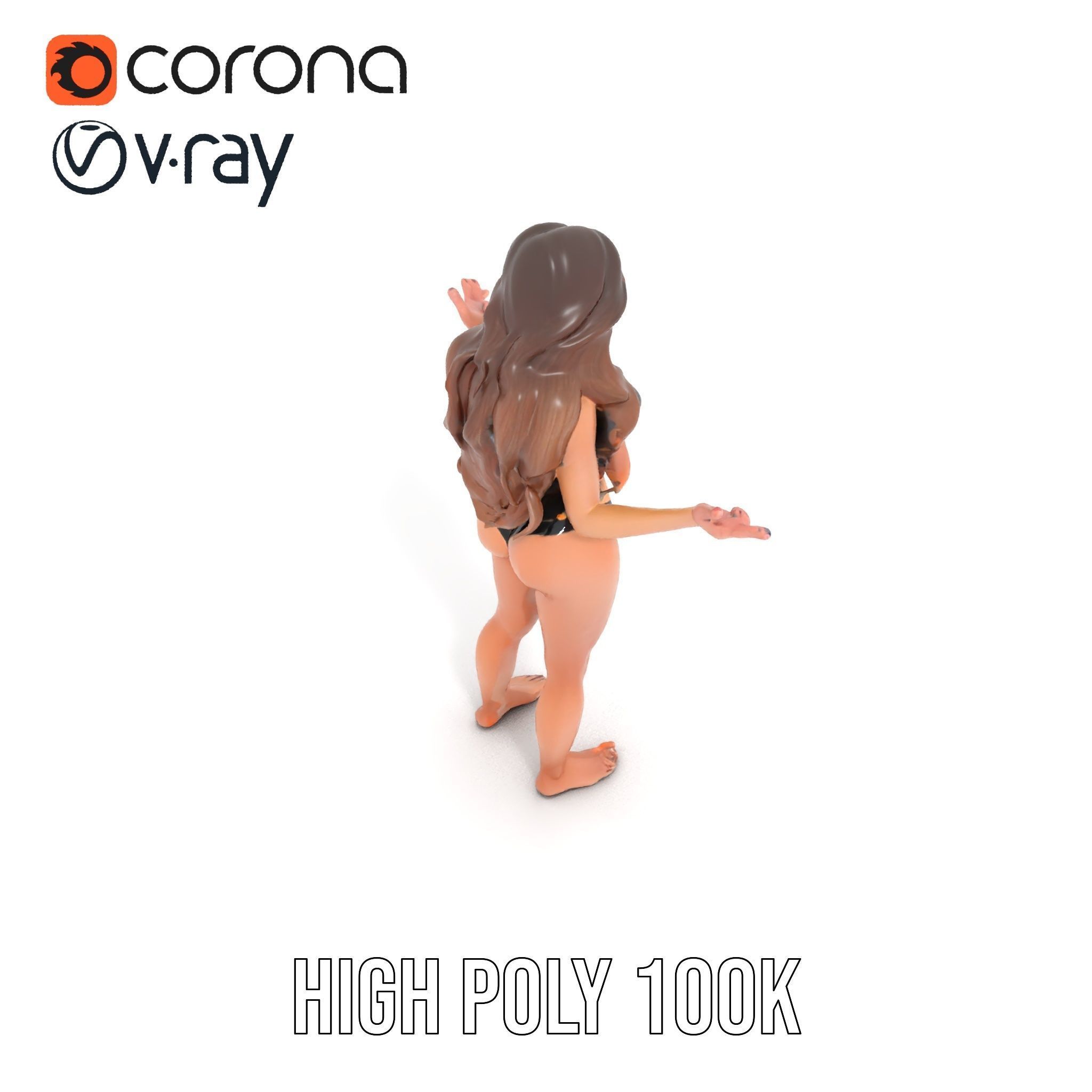Sophia Beachwear Model Rigged and Animated Low-poly 3D model_20