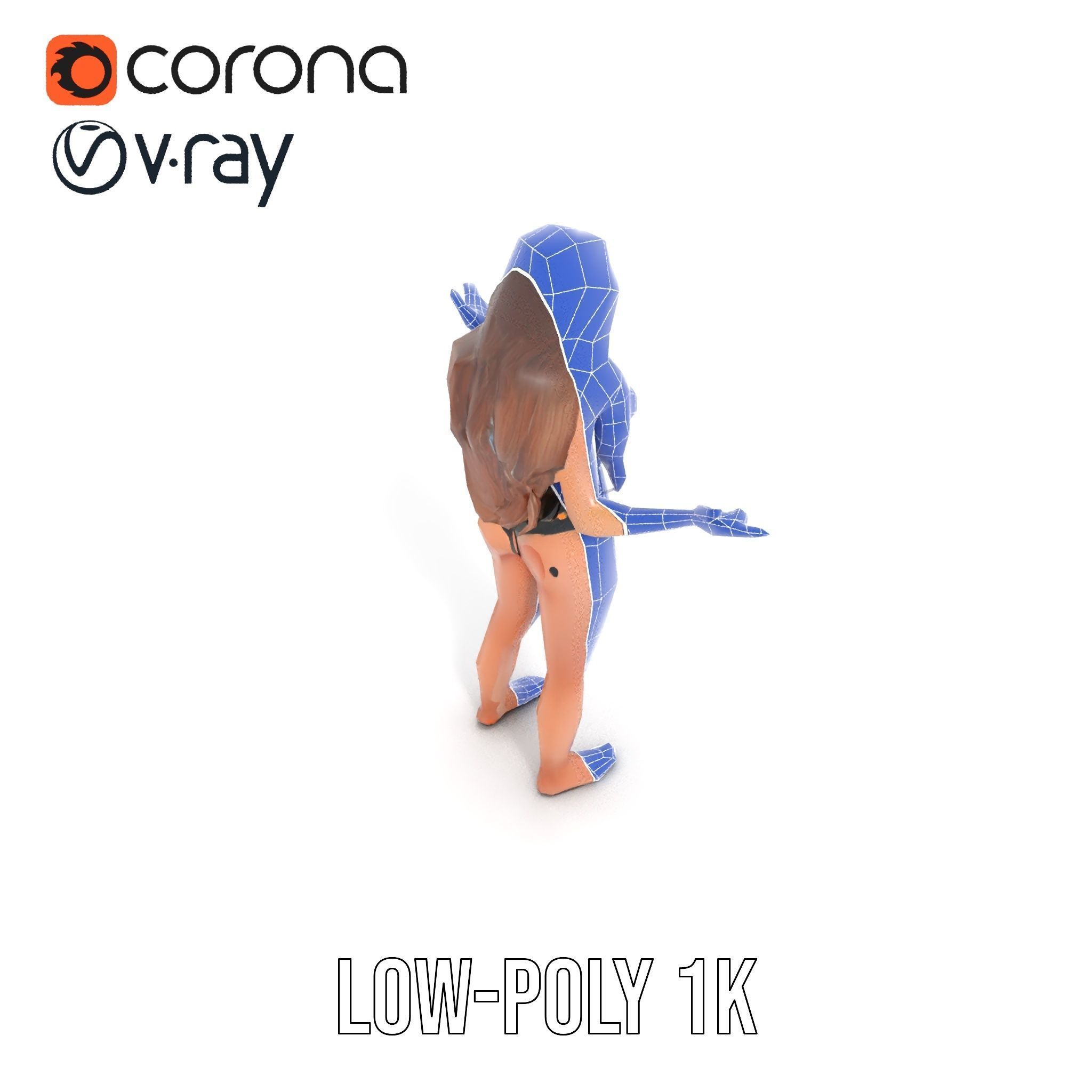 Sophia Beachwear Model Rigged and Animated Low-poly 3D model_28