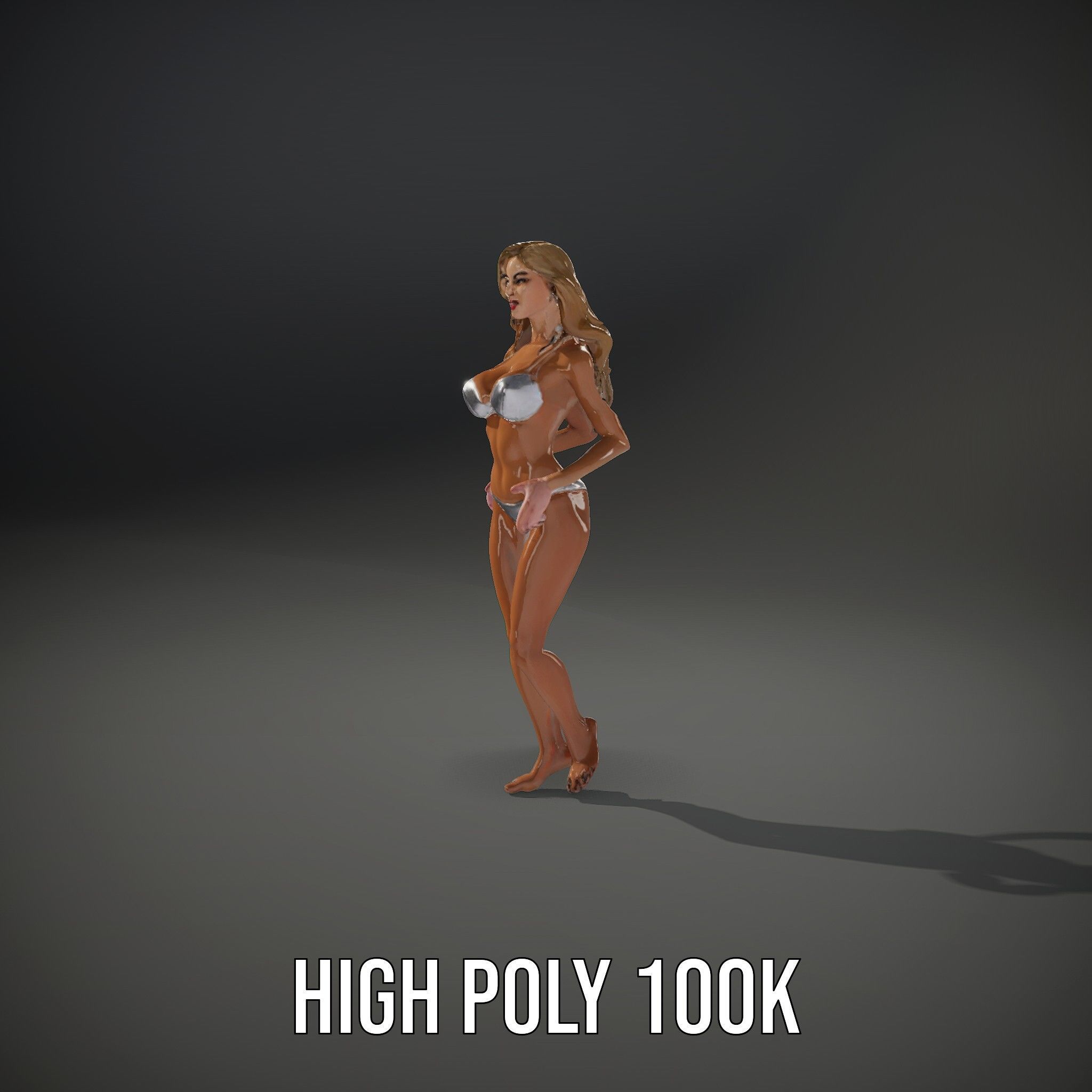 Blonde Female Character Rigged and Animated D Model Low-poly 3D model_12