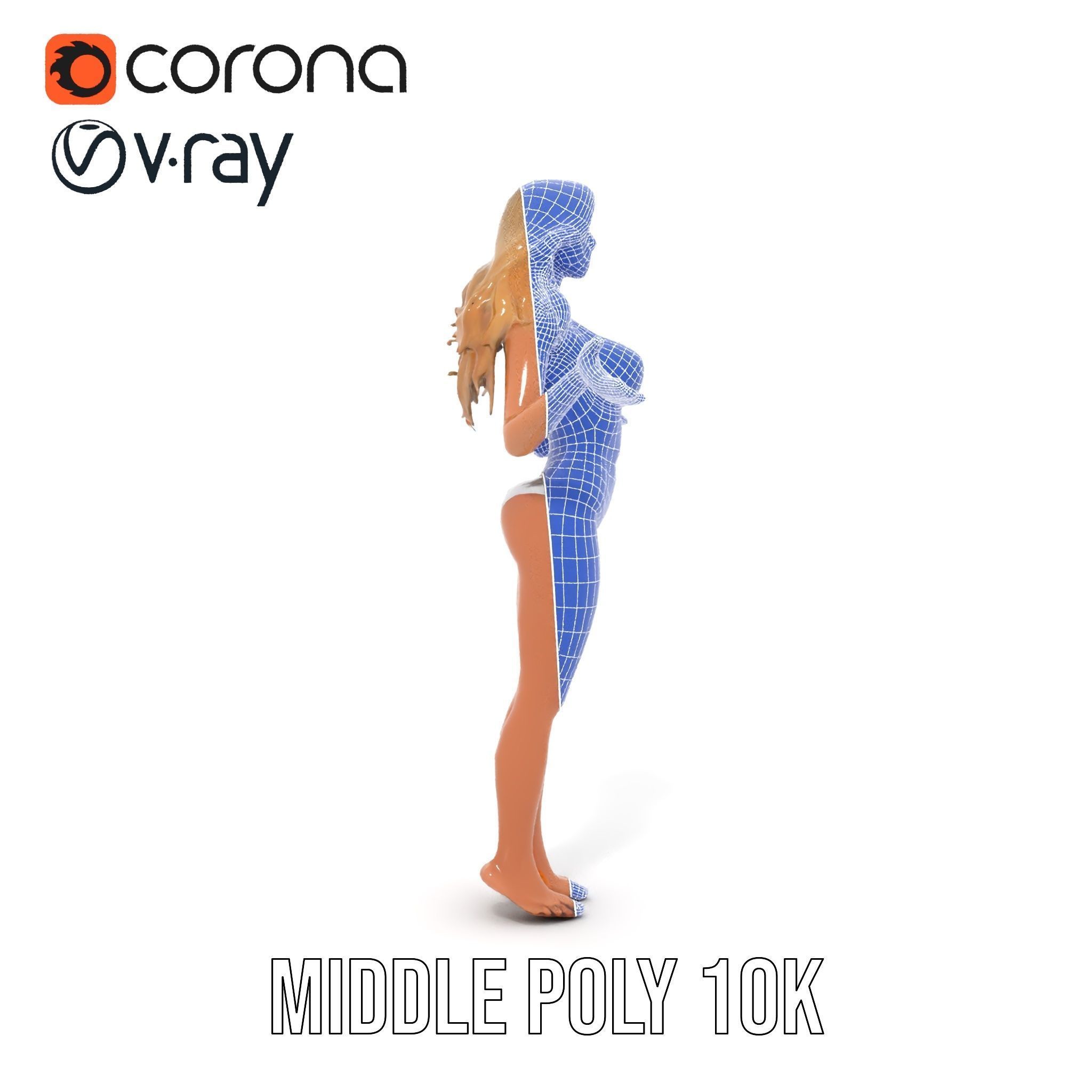 Blonde Female Character Rigged and Animated D Model Low-poly 3D model_34