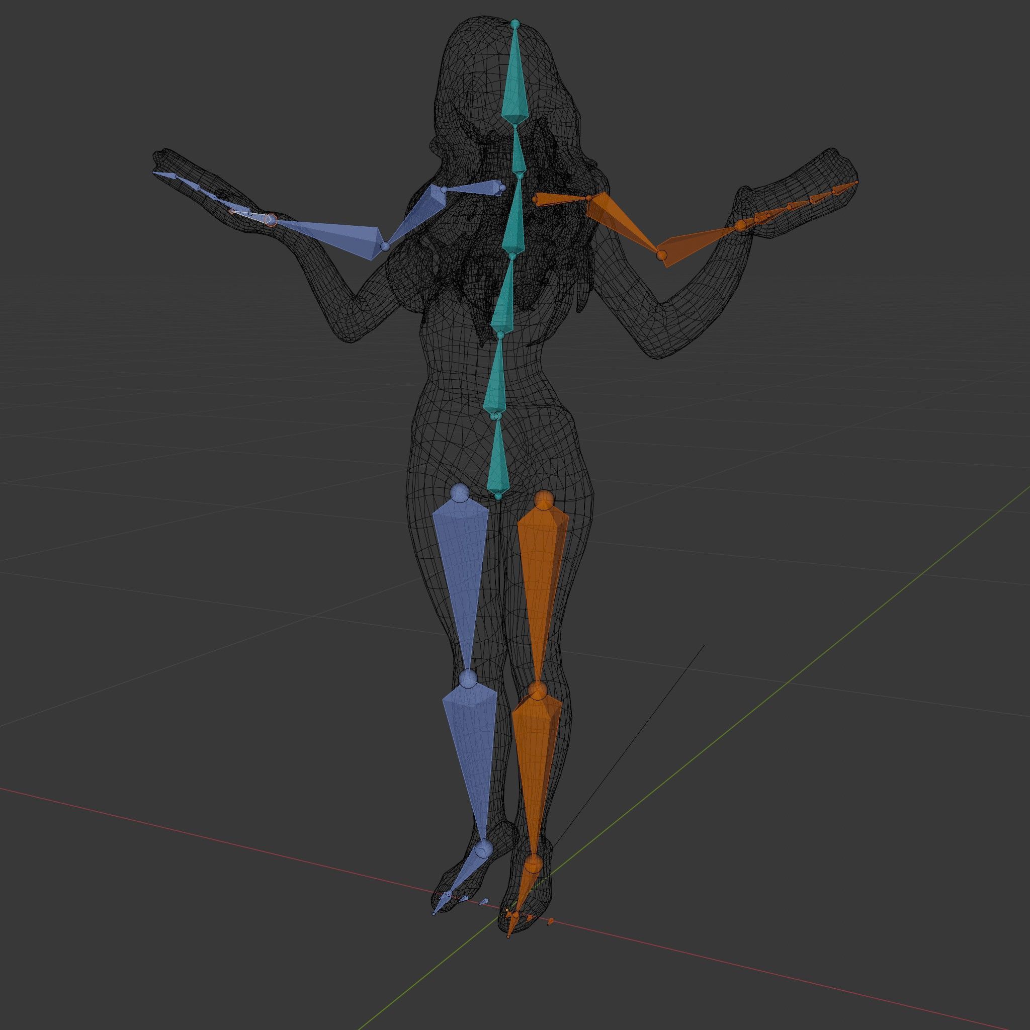 Blonde Female Character Rigged and Animated D Model Low-poly 3D model_5