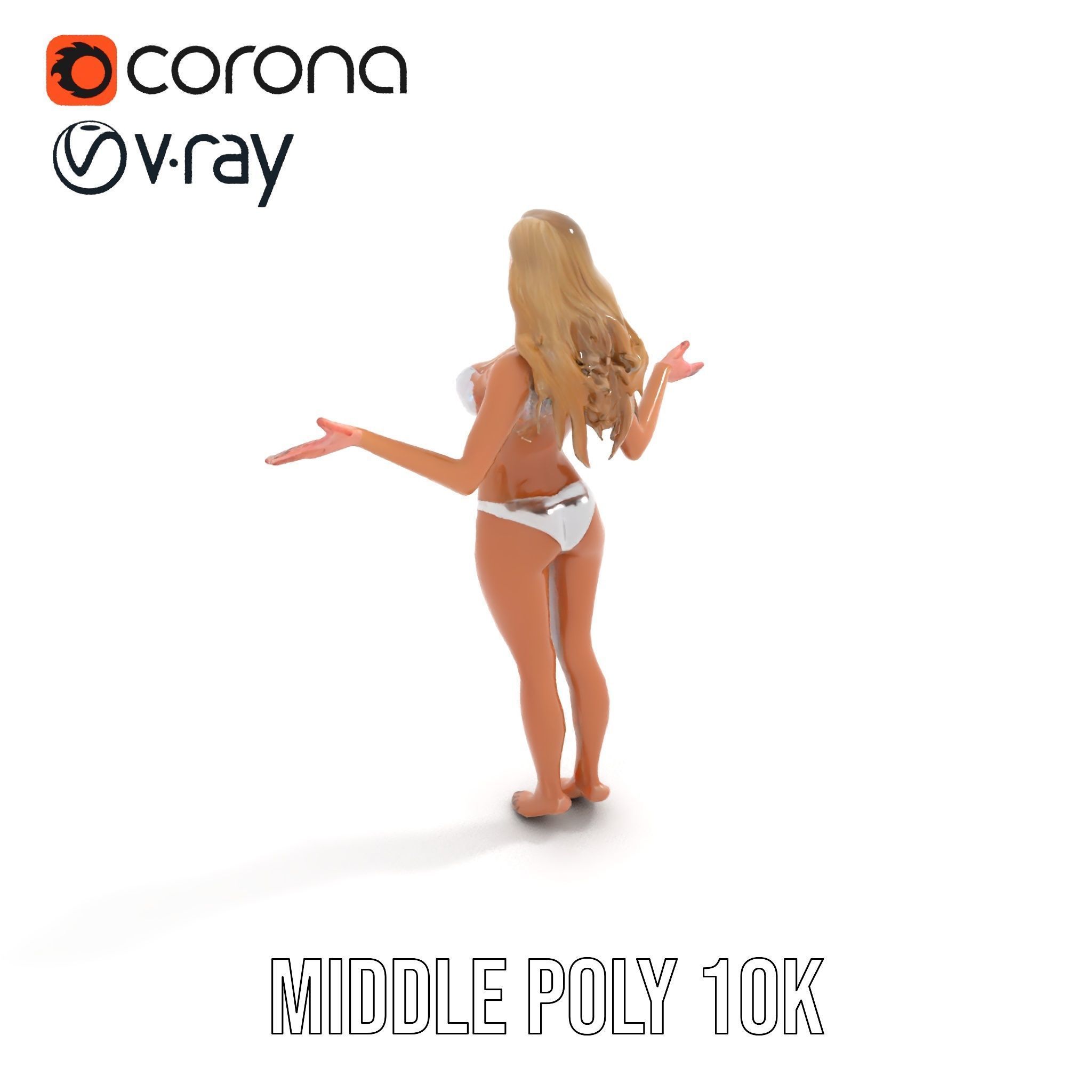 Blonde Female Character Rigged and Animated D Model Low-poly 3D model_15