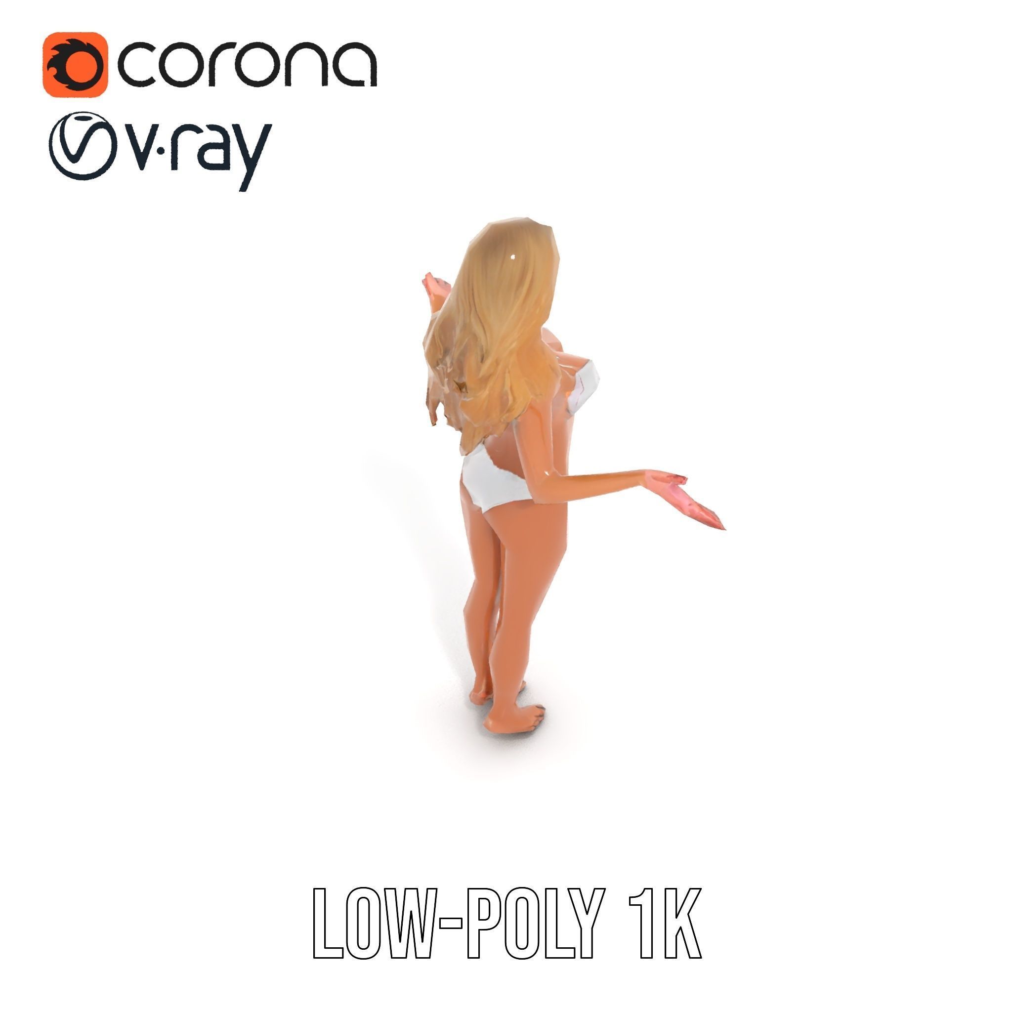 Blonde Female Character Rigged and Animated D Model Low-poly 3D model_16