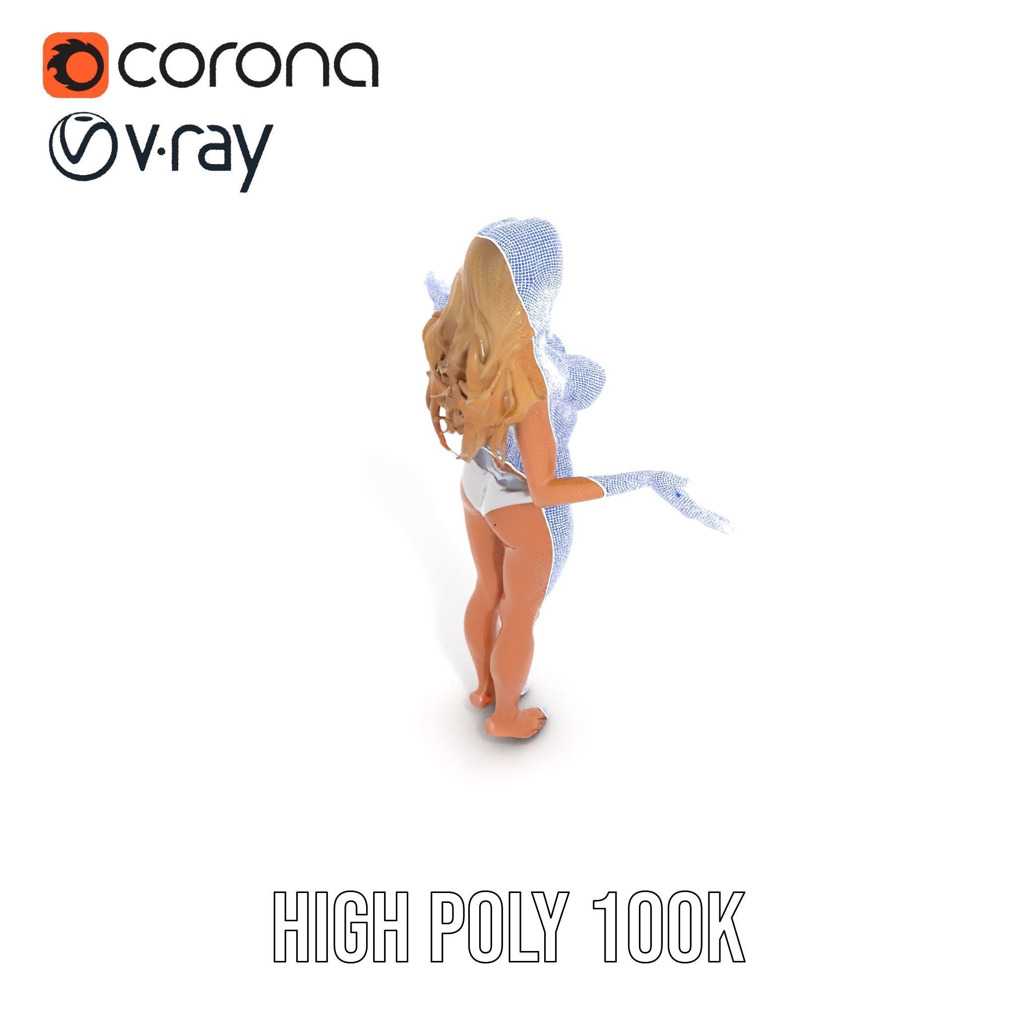 Blonde Female Character Rigged and Animated D Model Low-poly 3D model_35