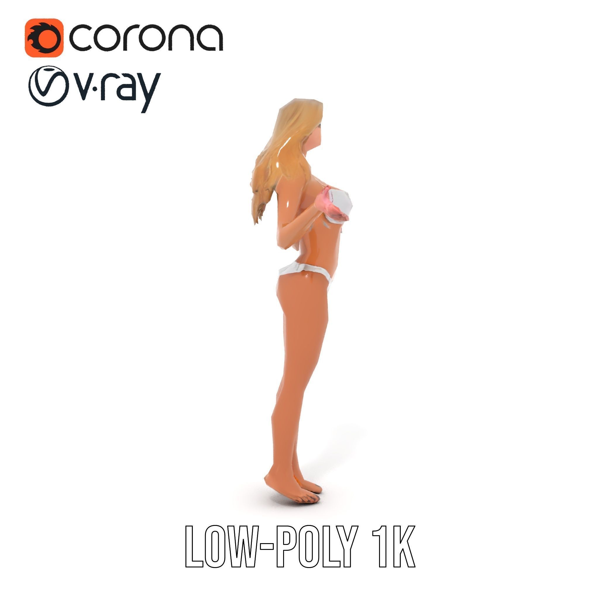 Blonde Female Character Rigged and Animated D Model Low-poly 3D model_22