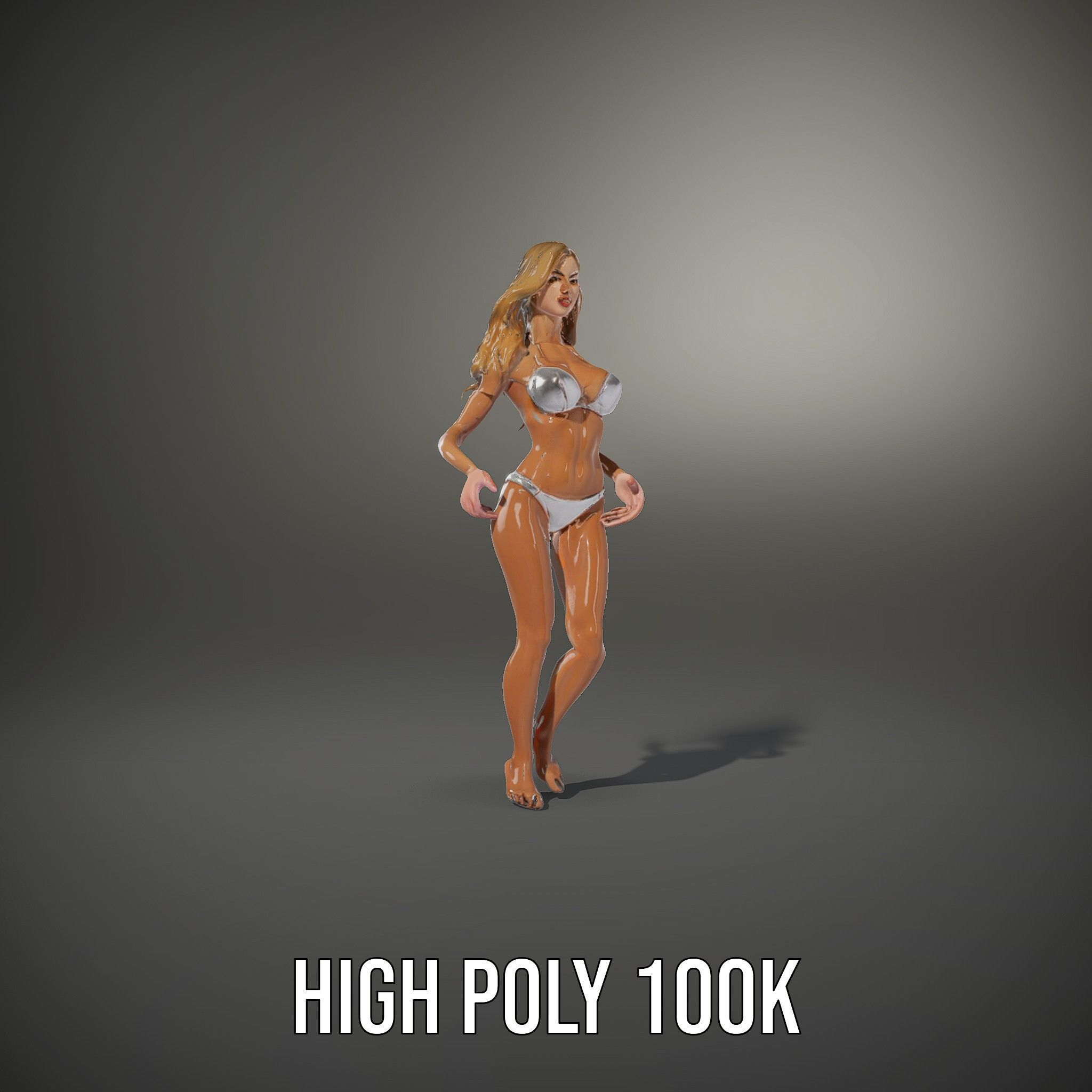 Blonde Female Character Rigged and Animated D Model Low-poly 3D model_9
