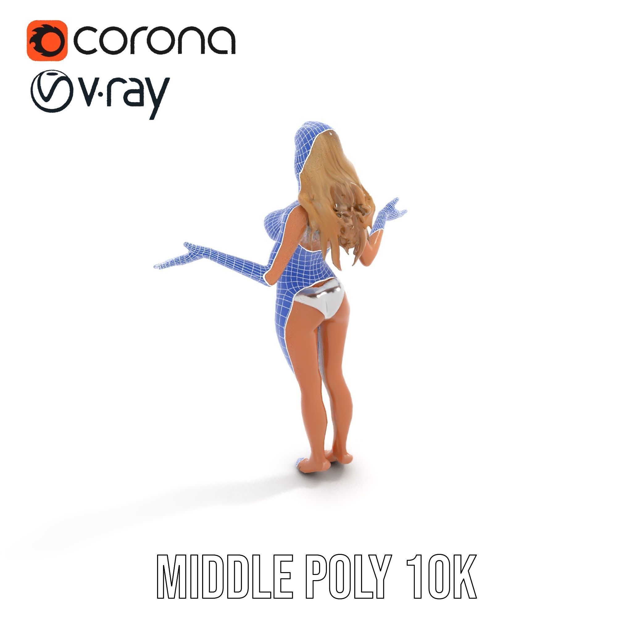 Blonde Female Character Rigged and Animated D Model Low-poly 3D model_27