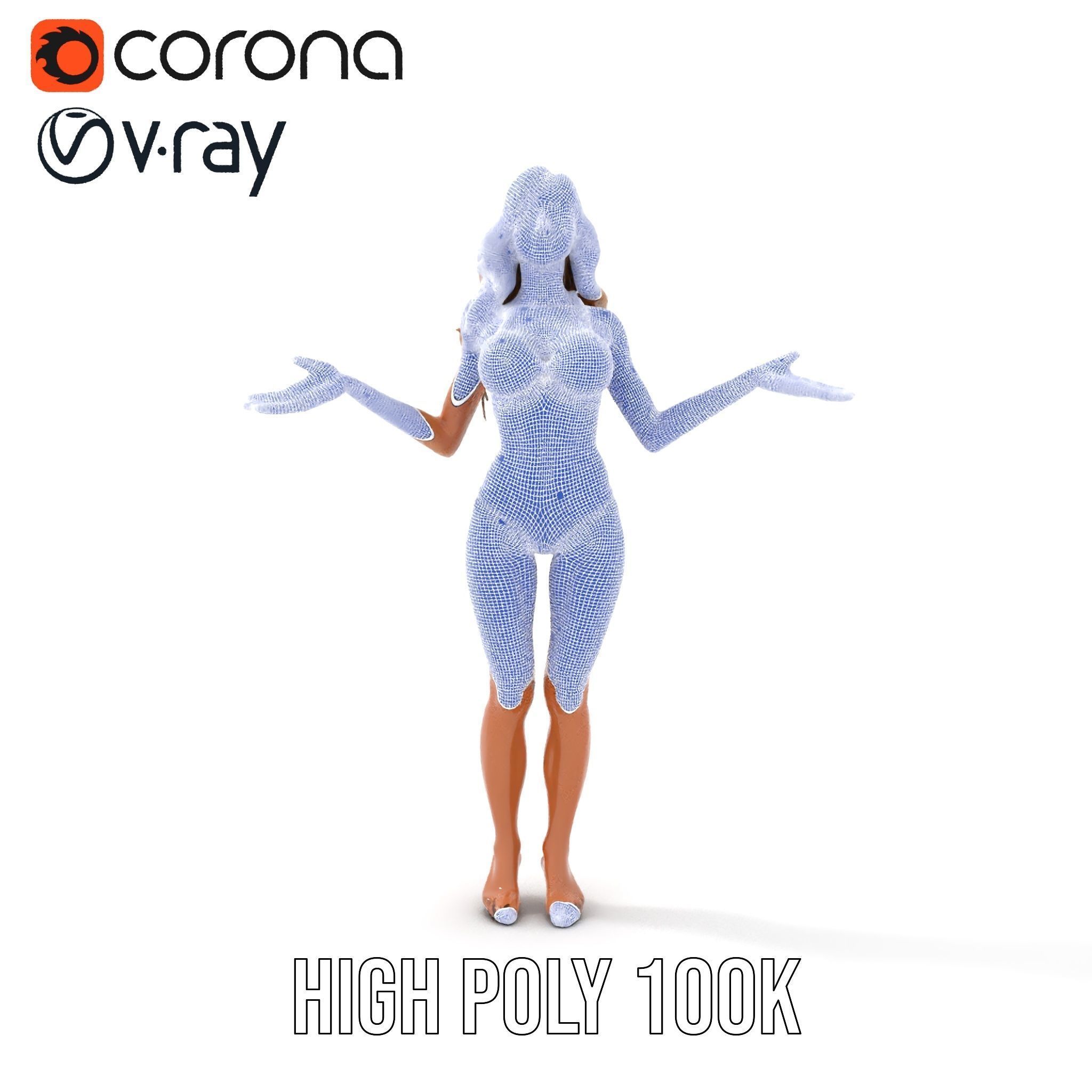 Blonde Female Character Rigged and Animated D Model Low-poly 3D model_36