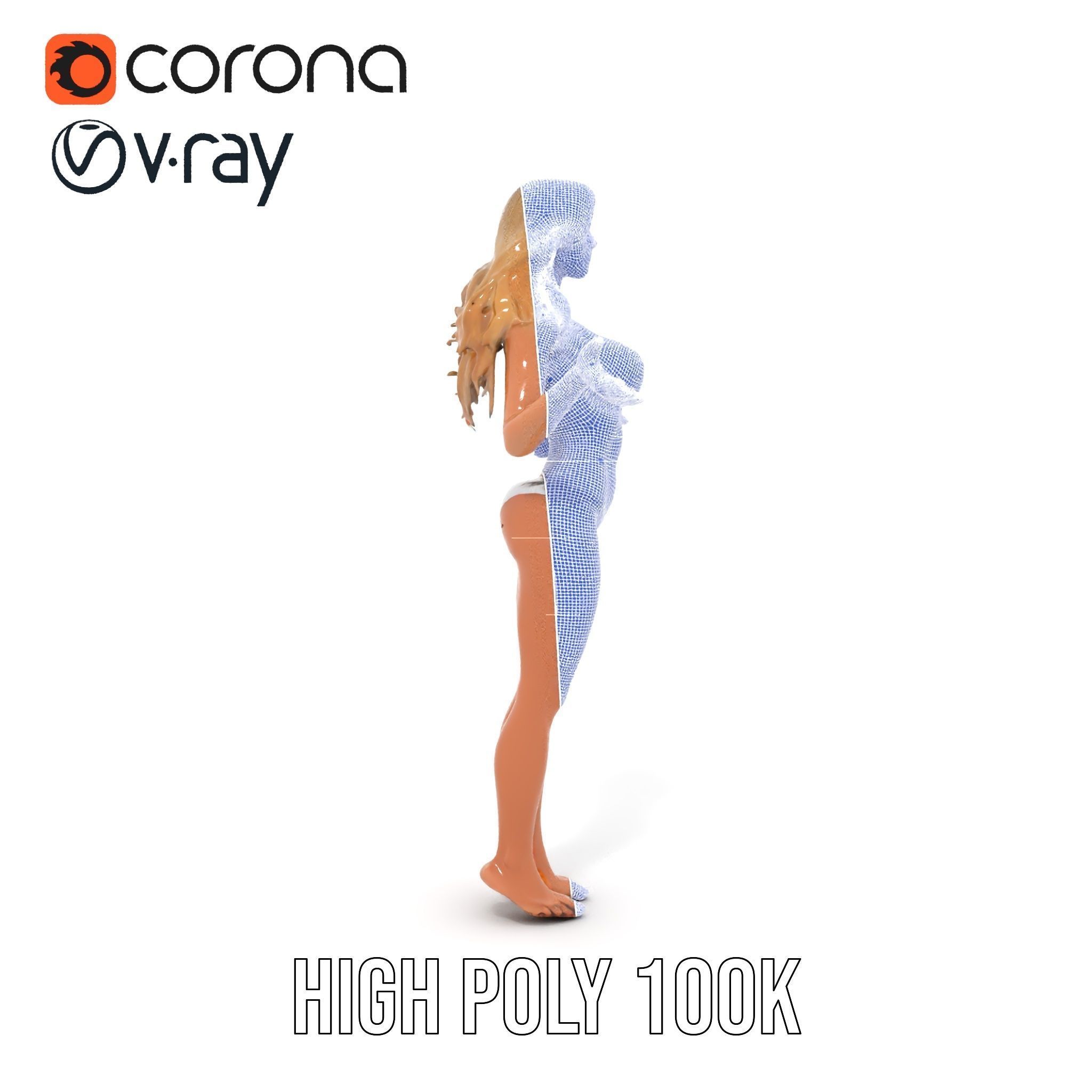 Blonde Female Character Rigged and Animated D Model Low-poly 3D model_33