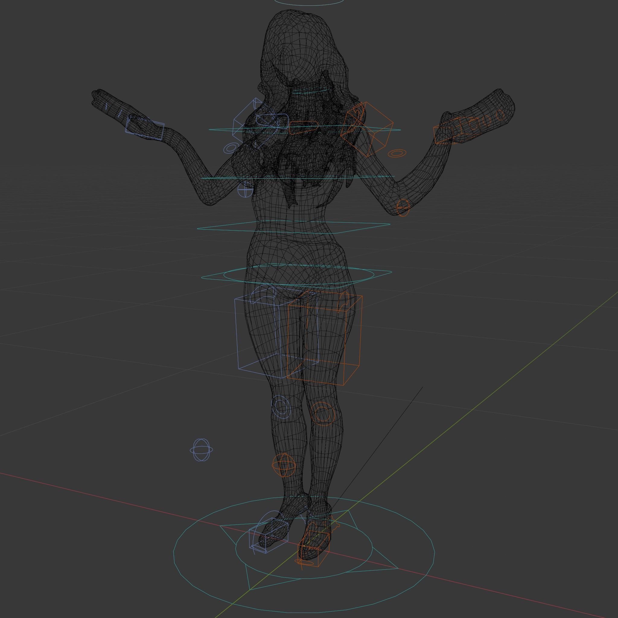 Blonde Female Character Rigged and Animated D Model Low-poly 3D model_6