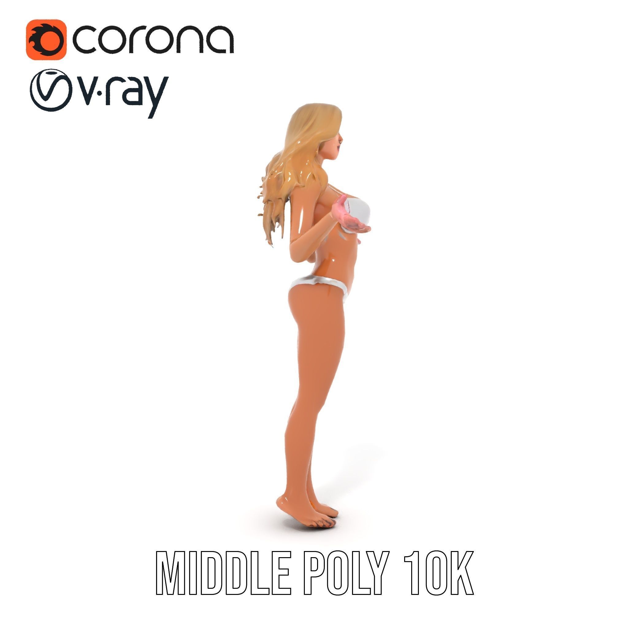 Blonde Female Character Rigged and Animated D Model Low-poly 3D model_18