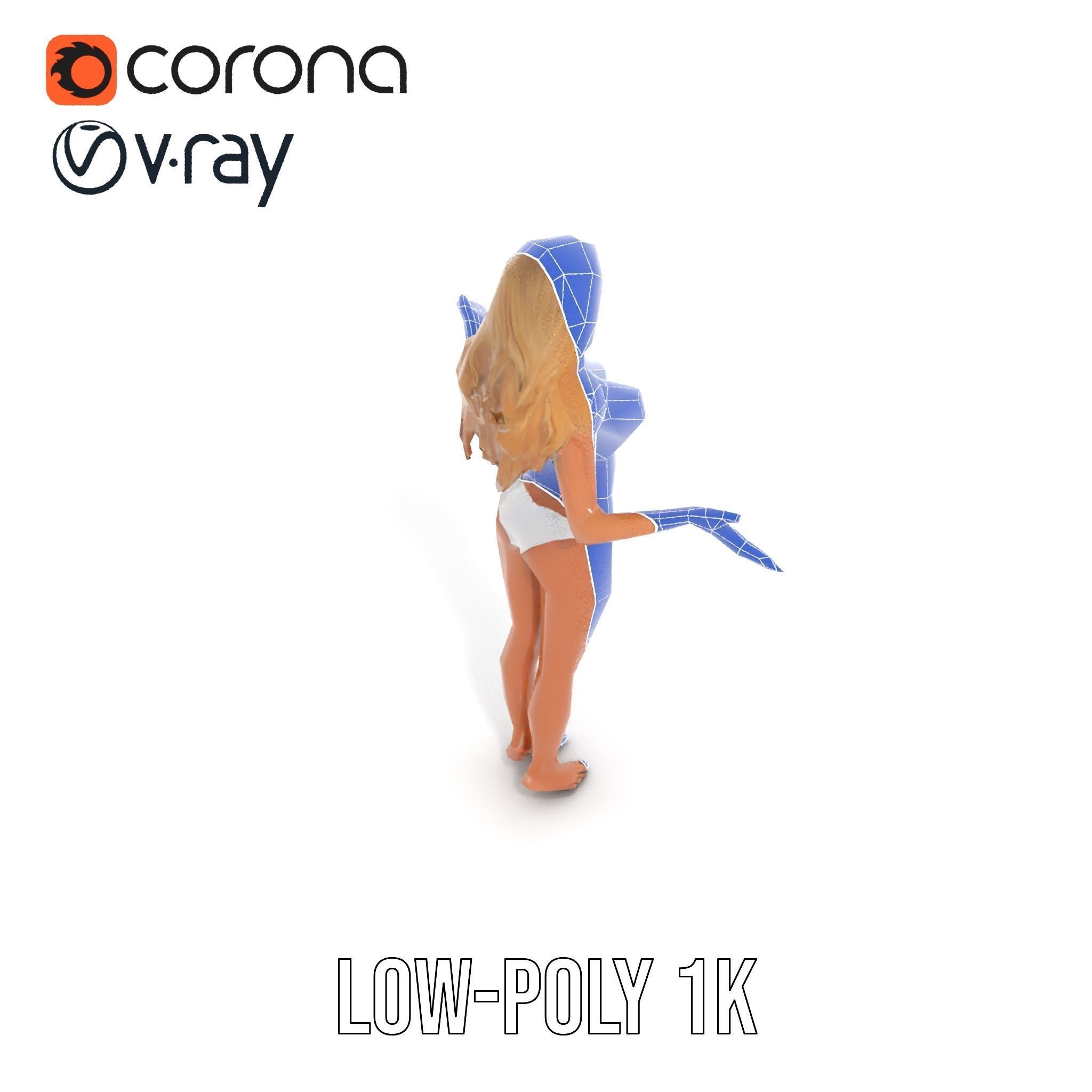 Blonde Female Character Rigged and Animated D Model Low-poly 3D model_25