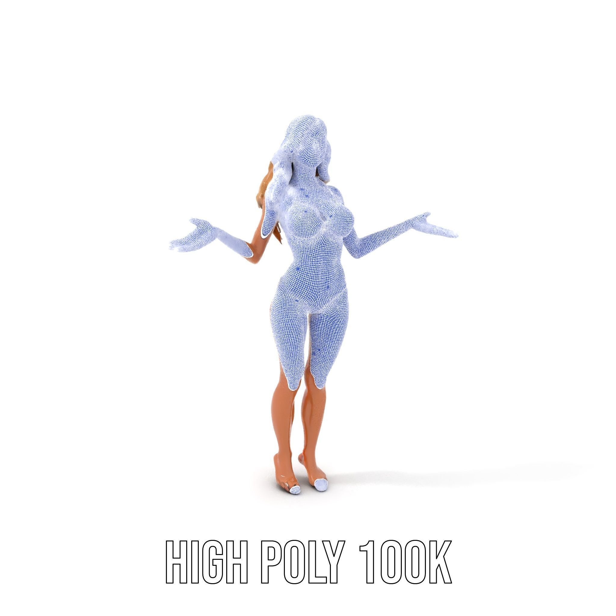 Blonde Female Character Rigged and Animated D Model Low-poly 3D model_4
