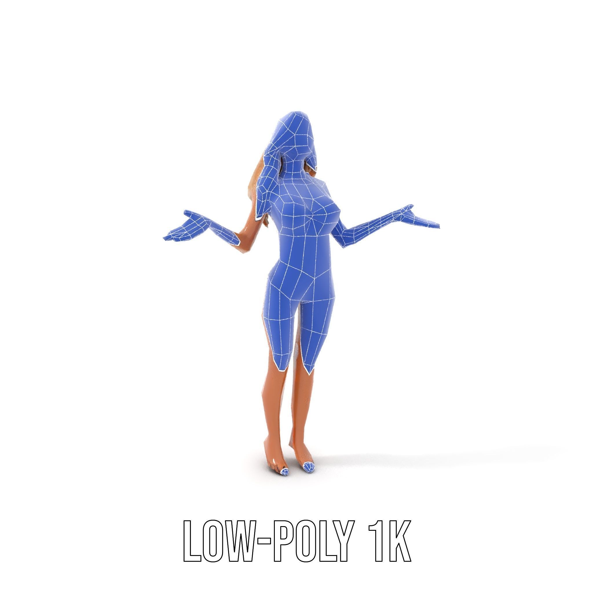 Blonde Female Character Rigged and Animated D Model Low-poly 3D model_28