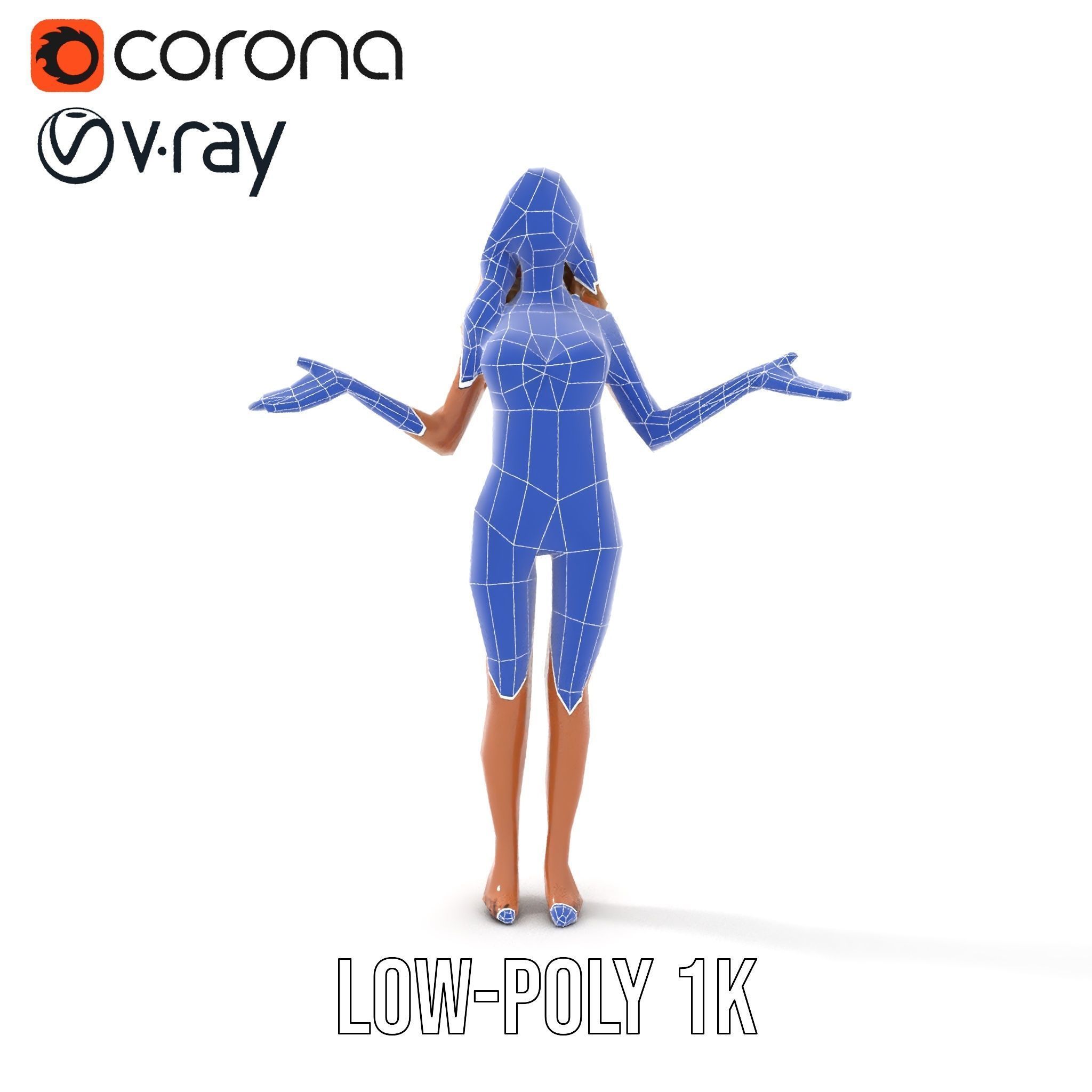 Blonde Female Character Rigged and Animated D Model Low-poly 3D model_31